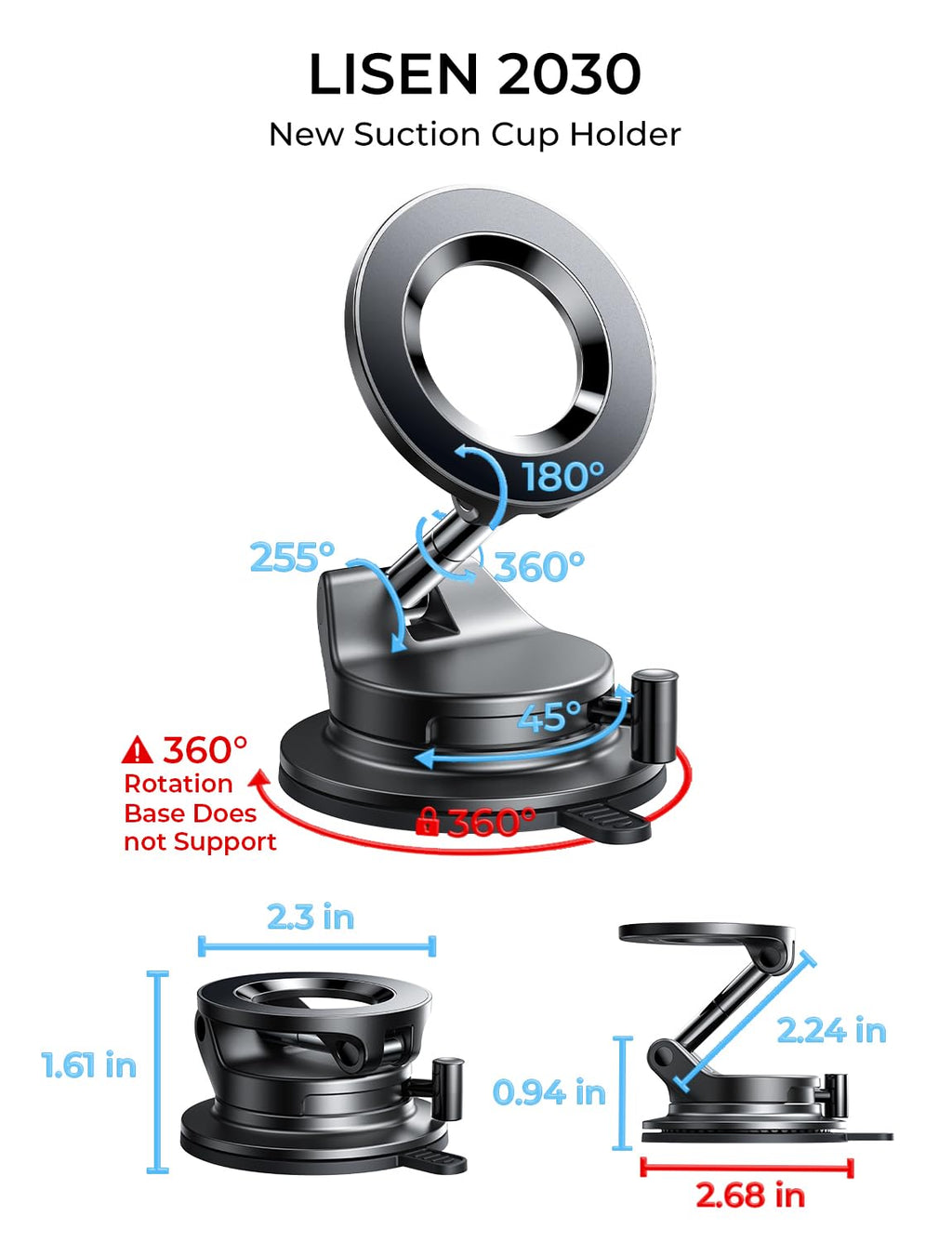 LISEN for Magsafe Car Mount, Magnetic Phone Holder for Car