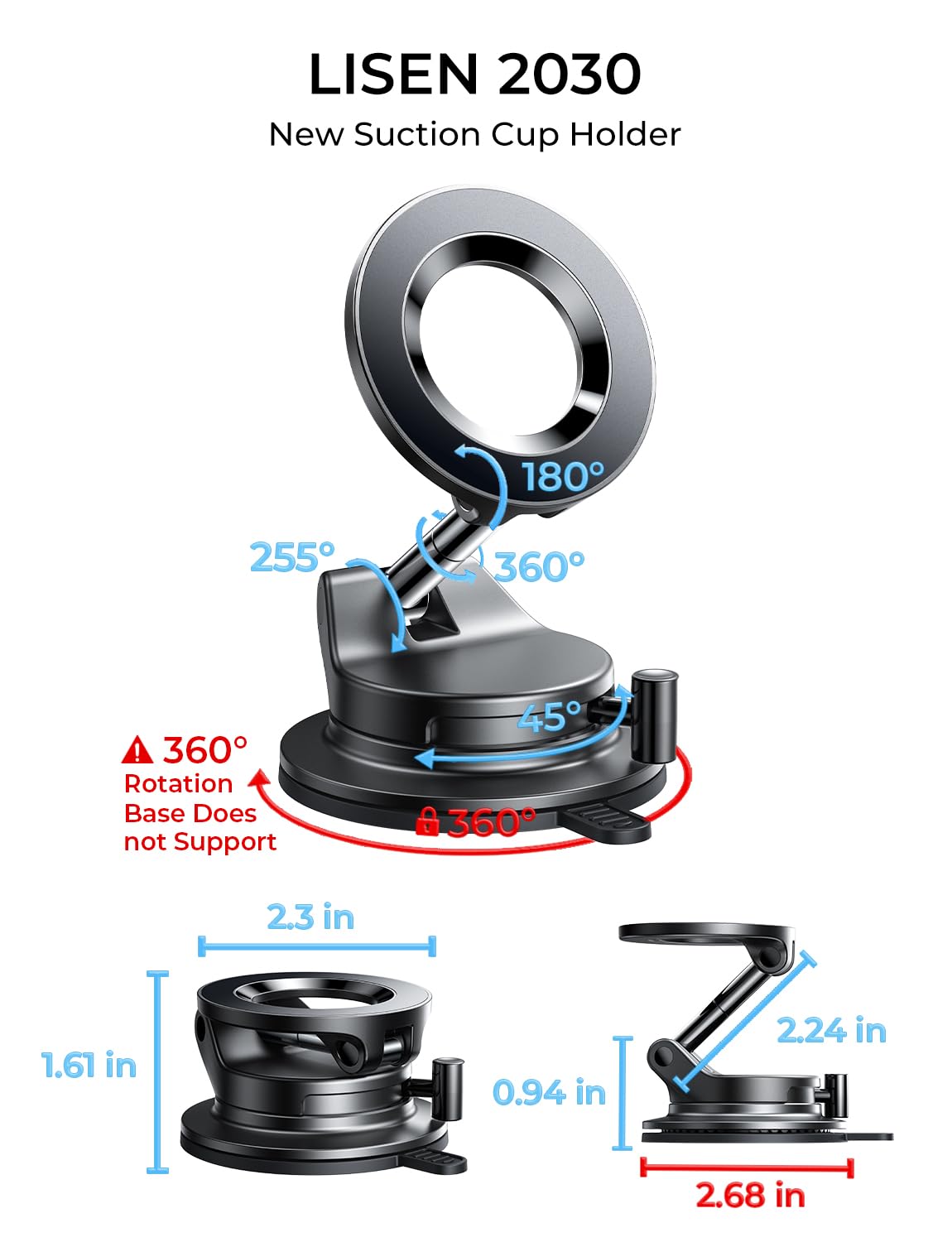 LISEN for Magsafe Car Mount, Magnetic Phone Holder for Car