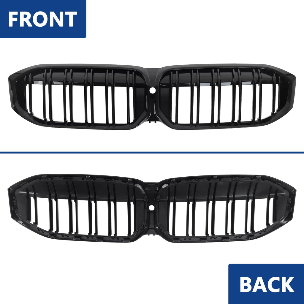 F30 Grill, Double Slats Gloss Black Kidney Grille,ABS Plastic,2pcs