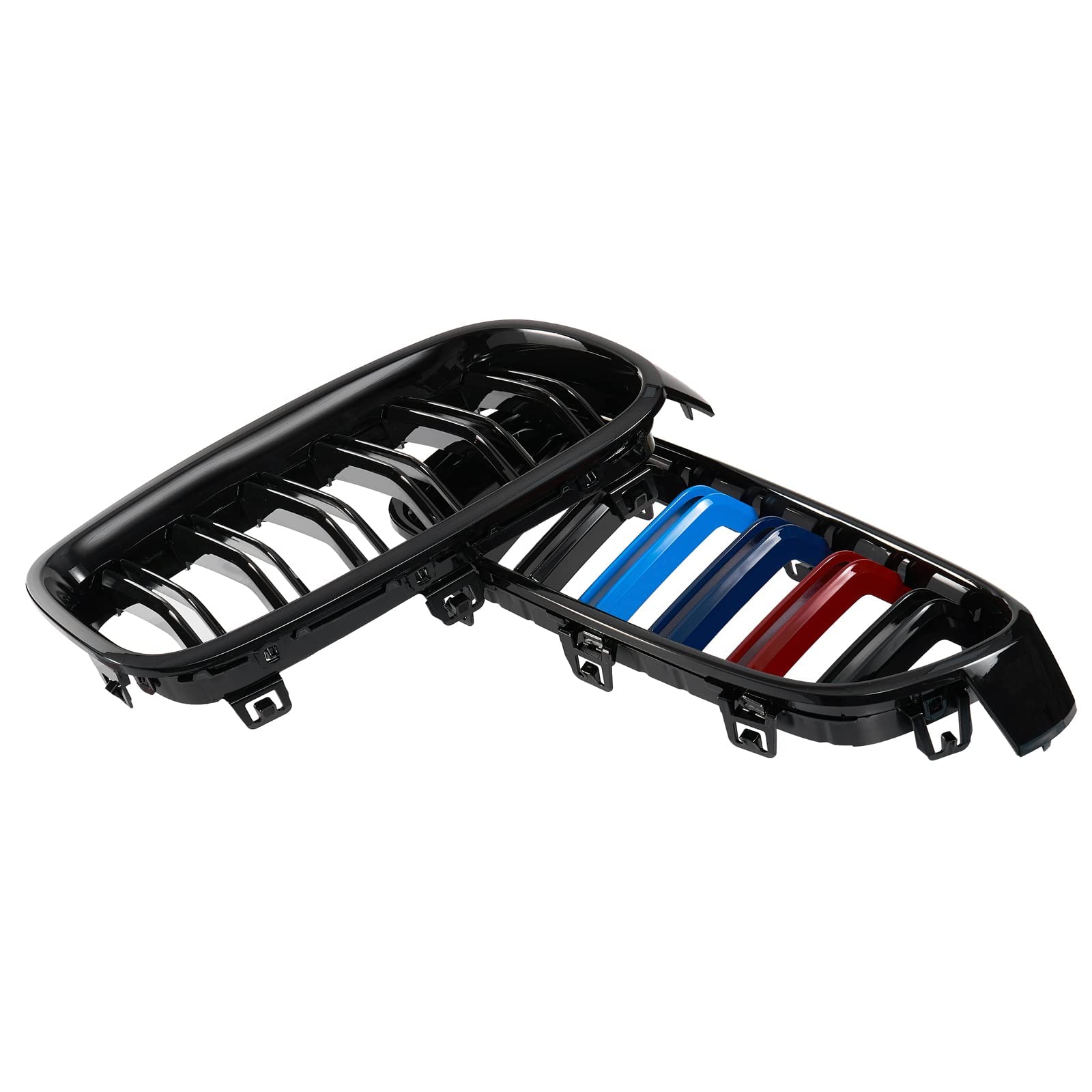 F30 Grill, Double Slats Gloss Black Kidney Grille,ABS Plastic,2pcs