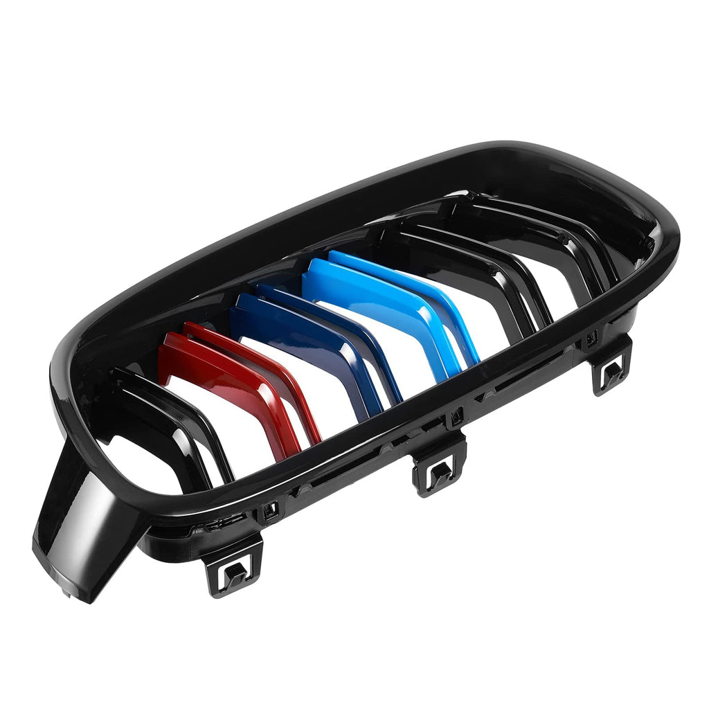 F30 Grill, Double Slats Gloss Black Kidney Grille,ABS Plastic,2pcs