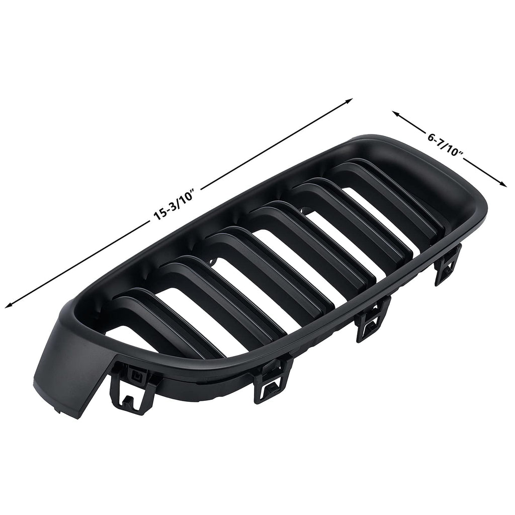 F30 Grill, Double Slats Gloss Black Kidney Grille,ABS Plastic,2pcs