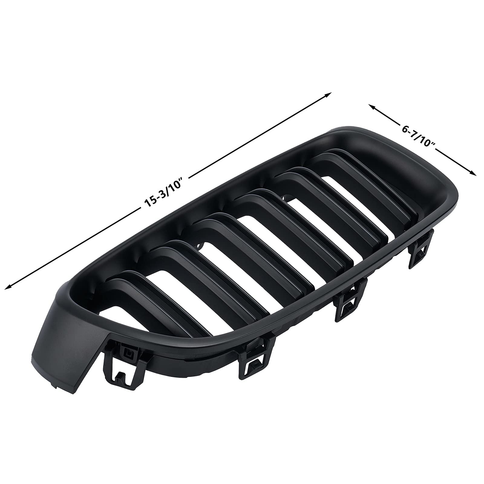 F30 Grill, Double Slats Gloss Black Kidney Grille,ABS Plastic,2pcs