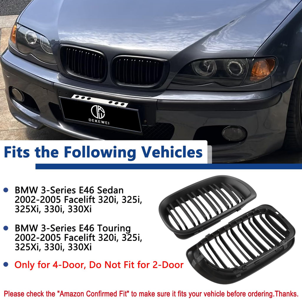 F30 Grill, Double Slats Gloss Black Kidney Grille,ABS Plastic,2pcs