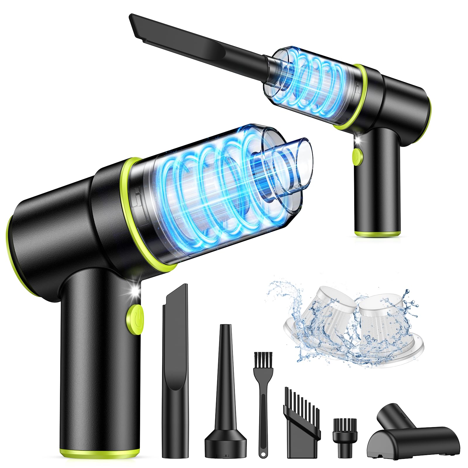 KMM Handheld Car Vacuum Cleaner, 9000Pa Vacuum Cleaner and Air Duster, 120W High Power Hand Held Vacuum with LED Light and Multi-Nozzles for Car, Home, Office, Pet