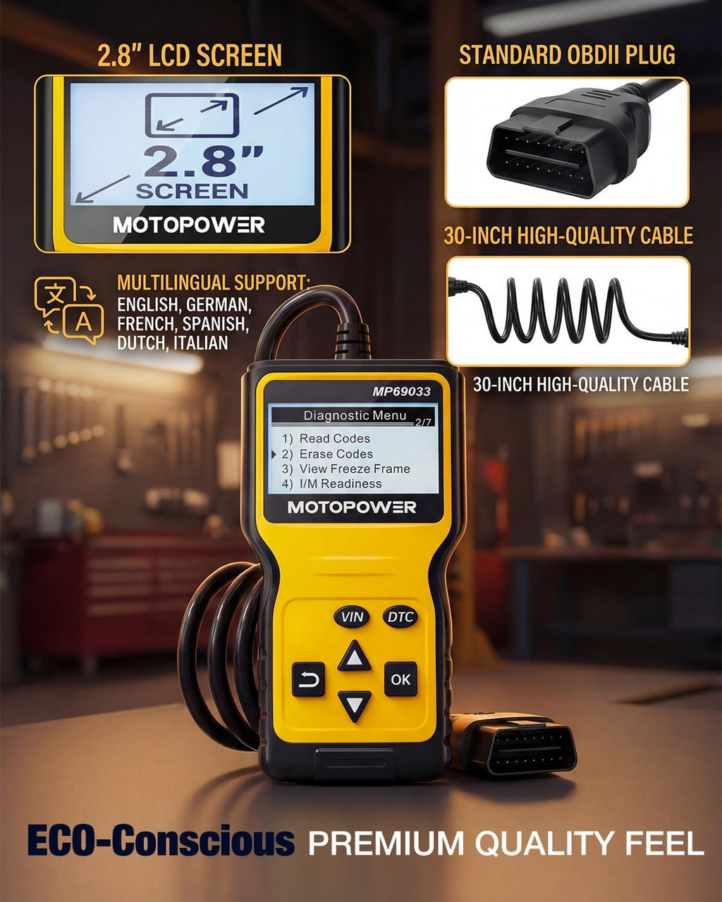 MOTOPOWER MP69033 Car OBD2 Scanner Code Reader Engine Fault Scanner