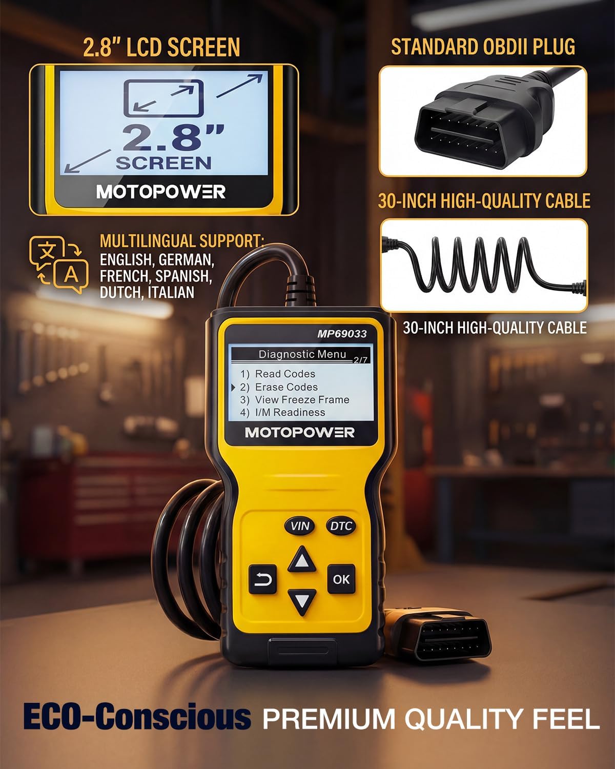MOTOPOWER MP69033 Car OBD2 Scanner Code Reader Engine Fault Scanner