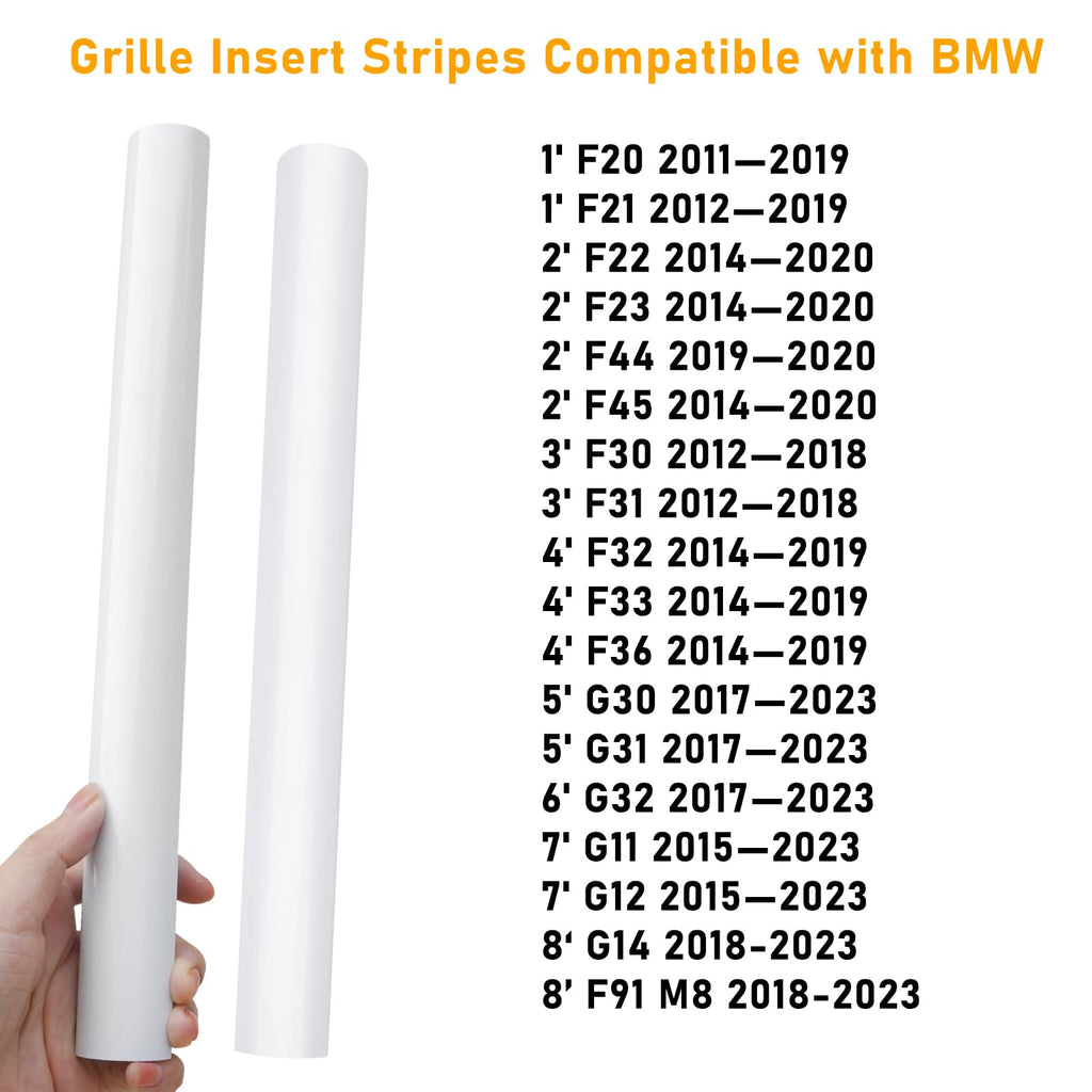 Jaronx for BMW V Brace Cover, Front Grill Inserts V Bar Brace Trim Covers | Compatible with BMW for 1'F20 F21/2'F22 F23/3'F30 F31 F34/4'F32 F33 F36/5' G30 G31/6'G32/7'G11 G12/8'G14 (White)