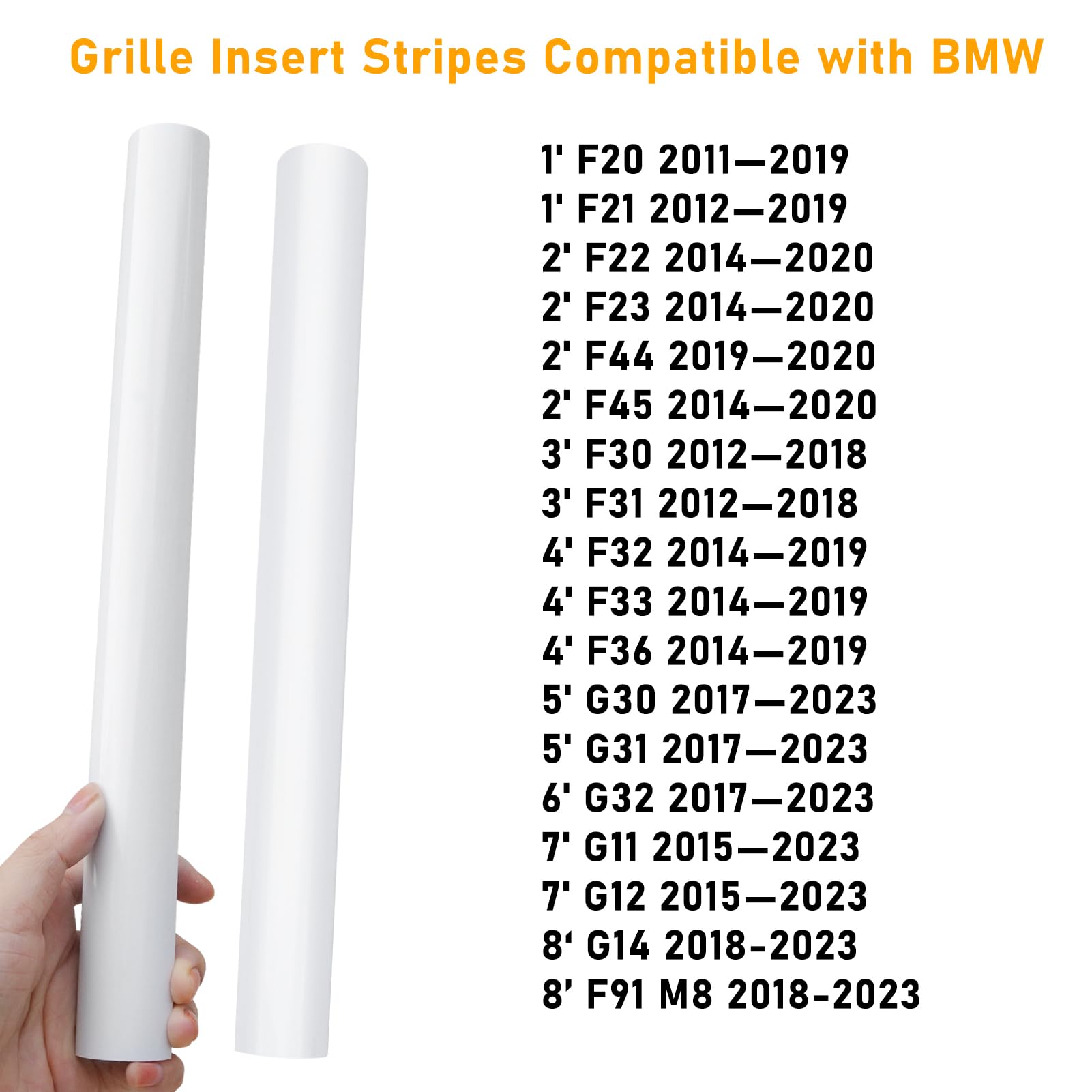 Jaronx for BMW V Brace Cover, Front Grill Inserts V Bar Brace Trim Covers | Compatible with BMW for 1'F20 F21/2'F22 F23/3'F30 F31 F34/4'F32 F33 F36/5' G30 G31/6'G32/7'G11 G12/8'G14 (White)