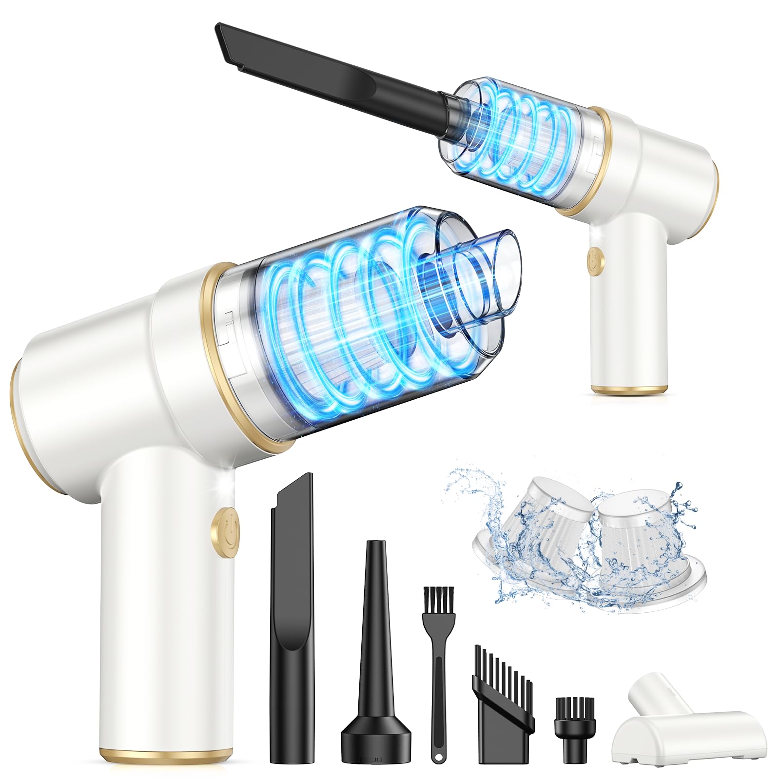 KMM Handheld Car Vacuum Cleaner, 9000Pa Vacuum Cleaner and Air Duster, 120W High Power Hand Held Vacuum with LED Light and Multi-Nozzles for Car, Home, Office, Pet