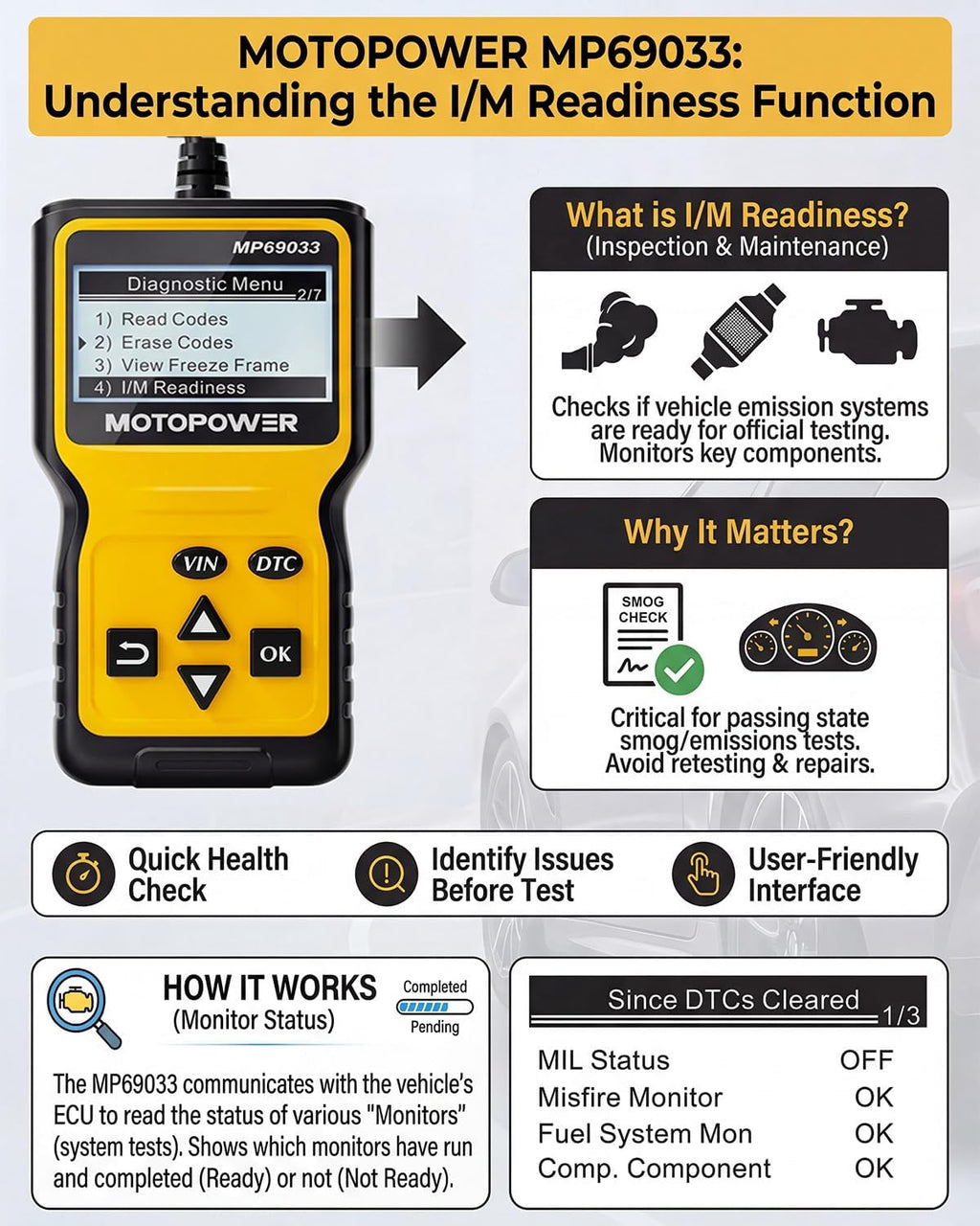 MOTOPOWER MP69033 Car OBD2 Scanner Code Reader Engine Fault Scanner