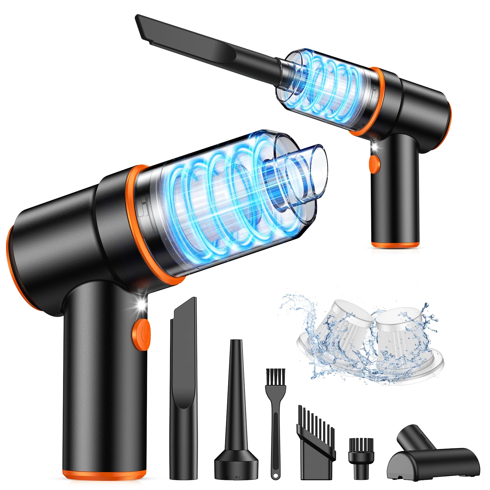 KMM Handheld Car Vacuum Cleaner, 9000Pa Vacuum Cleaner and Air Duster, 120W High Power Hand Held Vacuum with LED Light and Multi-Nozzles for Car, Home, Office, Pet