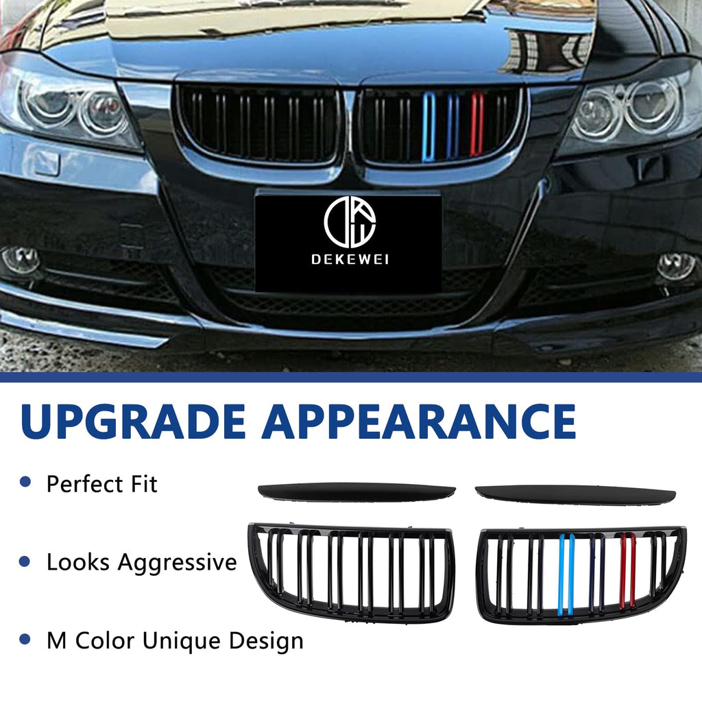 F30 Grill, Double Slats Gloss Black Kidney Grille,ABS Plastic,2pcs