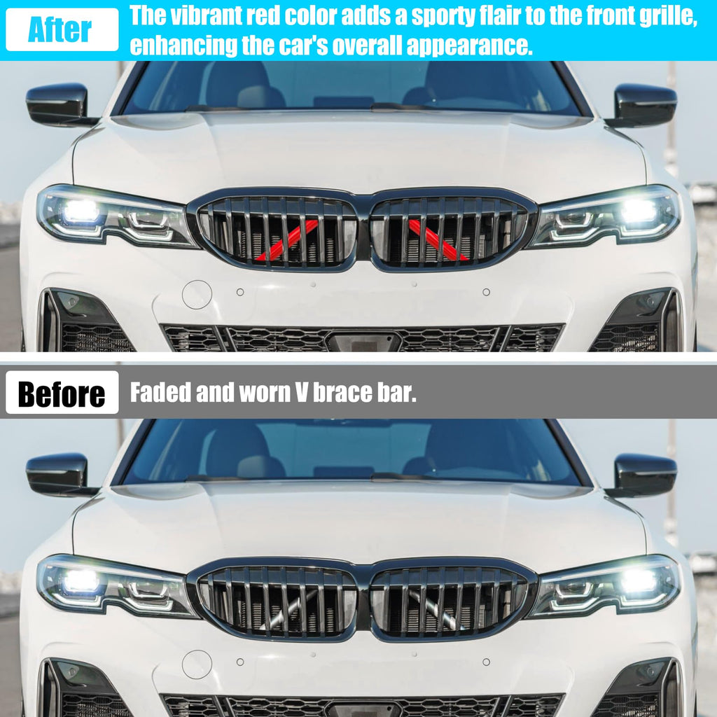 Jaronx for BMW V Brace Cover, Front Grill Inserts V Bar Brace Trim Covers | Compatible with BMW for 1'F20 F21/2'F22 F23/3'F30 F31 F34/4'F32 F33 F36/5' G30 G31/6'G32/7'G11 G12/8'G14 (White)