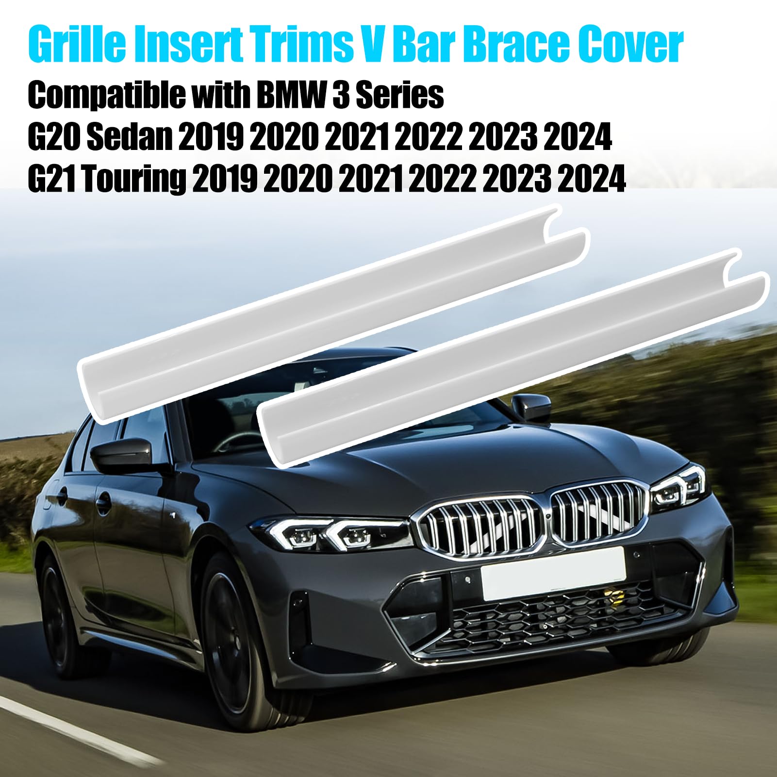 Jaronx for BMW V Brace Cover, Front Grill Inserts V Bar Brace Trim Covers | Compatible with BMW for 1'F20 F21/2'F22 F23/3'F30 F31 F34/4'F32 F33 F36/5' G30 G31/6'G32/7'G11 G12/8'G14 (White)