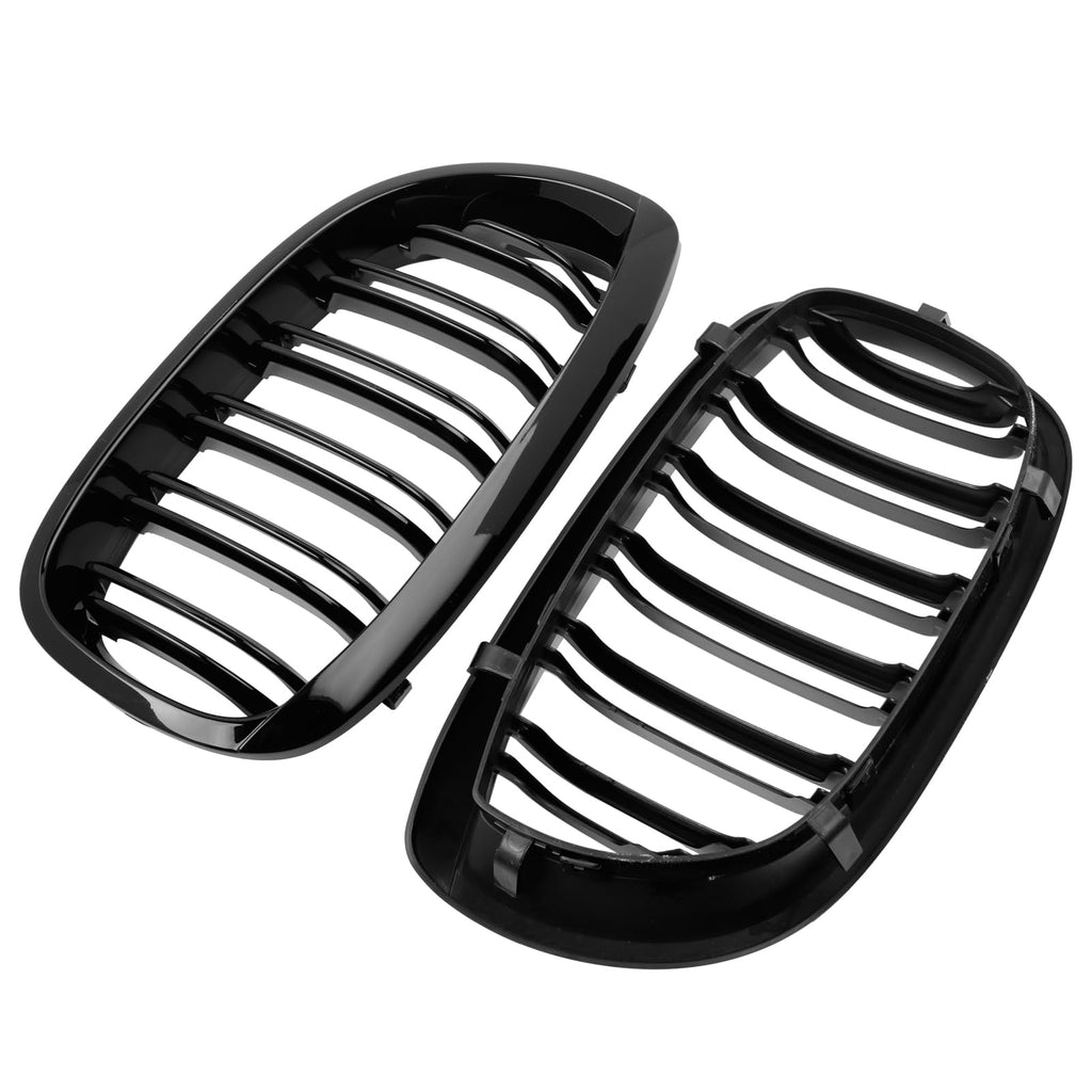 F30 Grill, Double Slats Gloss Black Kidney Grille,ABS Plastic,2pcs