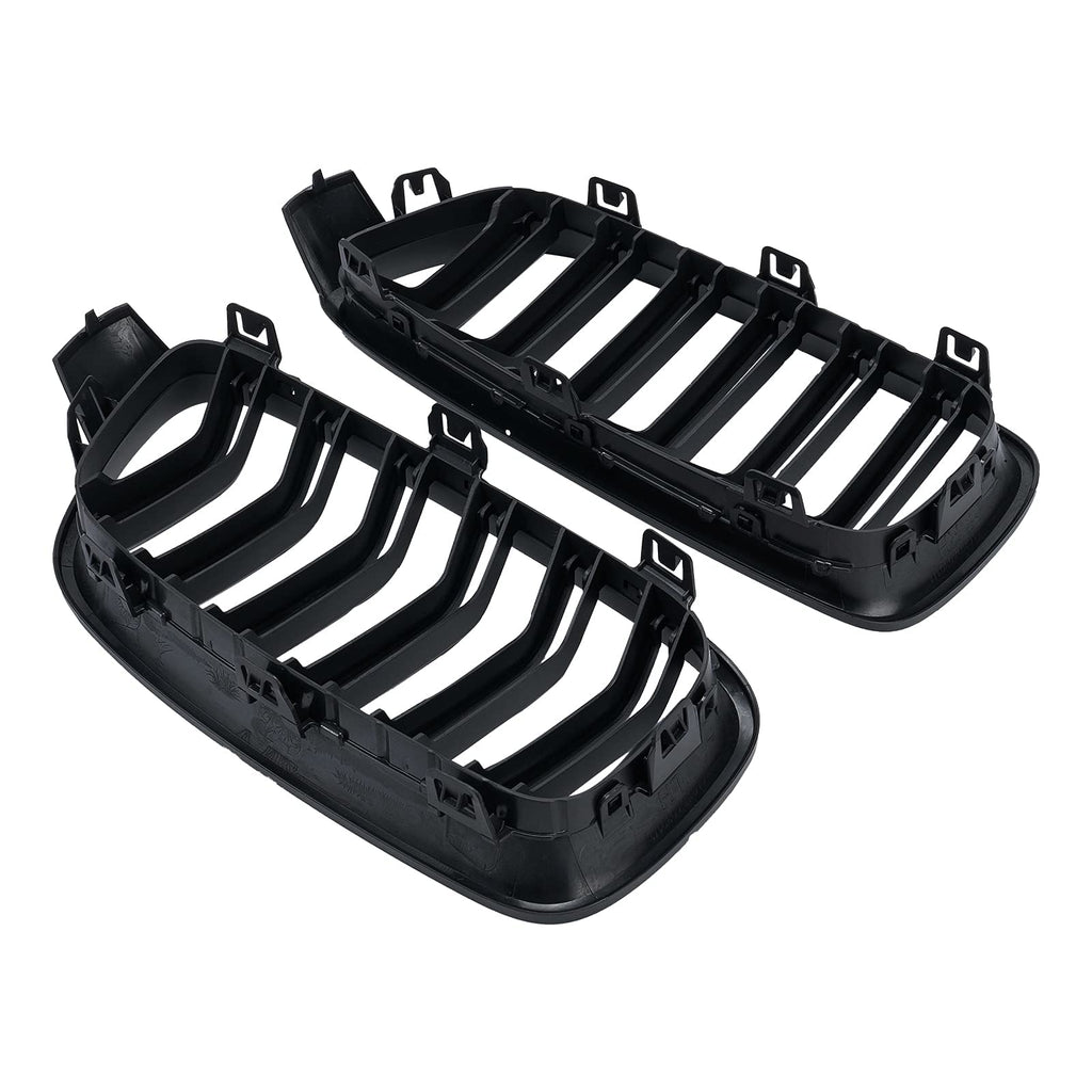 F30 Grill, Double Slats Gloss Black Kidney Grille,ABS Plastic,2pcs
