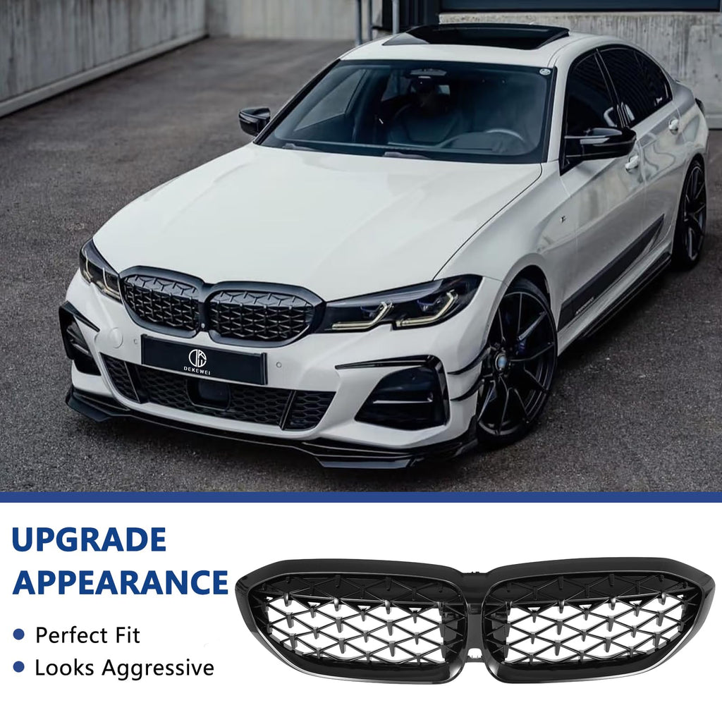 F30 Grill, Double Slats Gloss Black Kidney Grille,ABS Plastic,2pcs