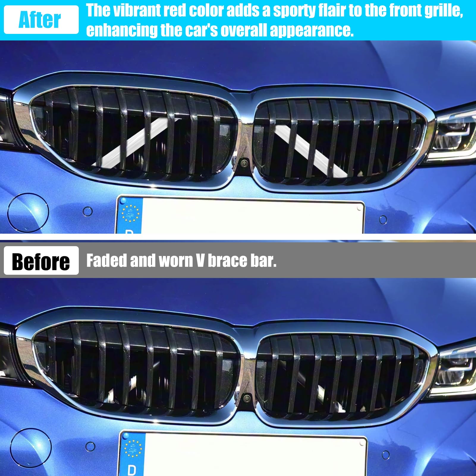 Jaronx for BMW V Brace Cover, Front Grill Inserts V Bar Brace Trim Covers | Compatible with BMW for 1'F20 F21/2'F22 F23/3'F30 F31 F34/4'F32 F33 F36/5' G30 G31/6'G32/7'G11 G12/8'G14 (White)
