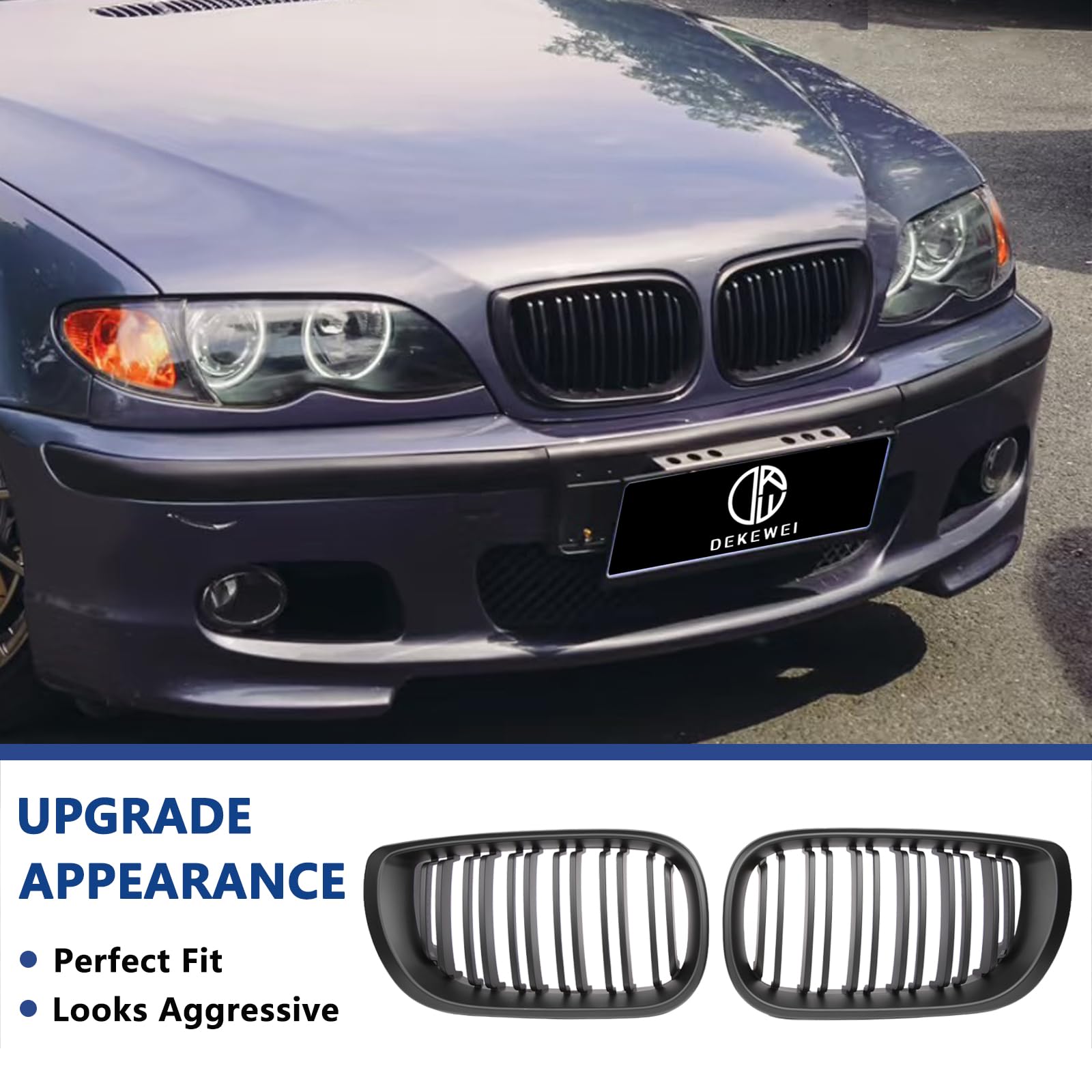 F30 Grill, Double Slats Gloss Black Kidney Grille,ABS Plastic,2pcs