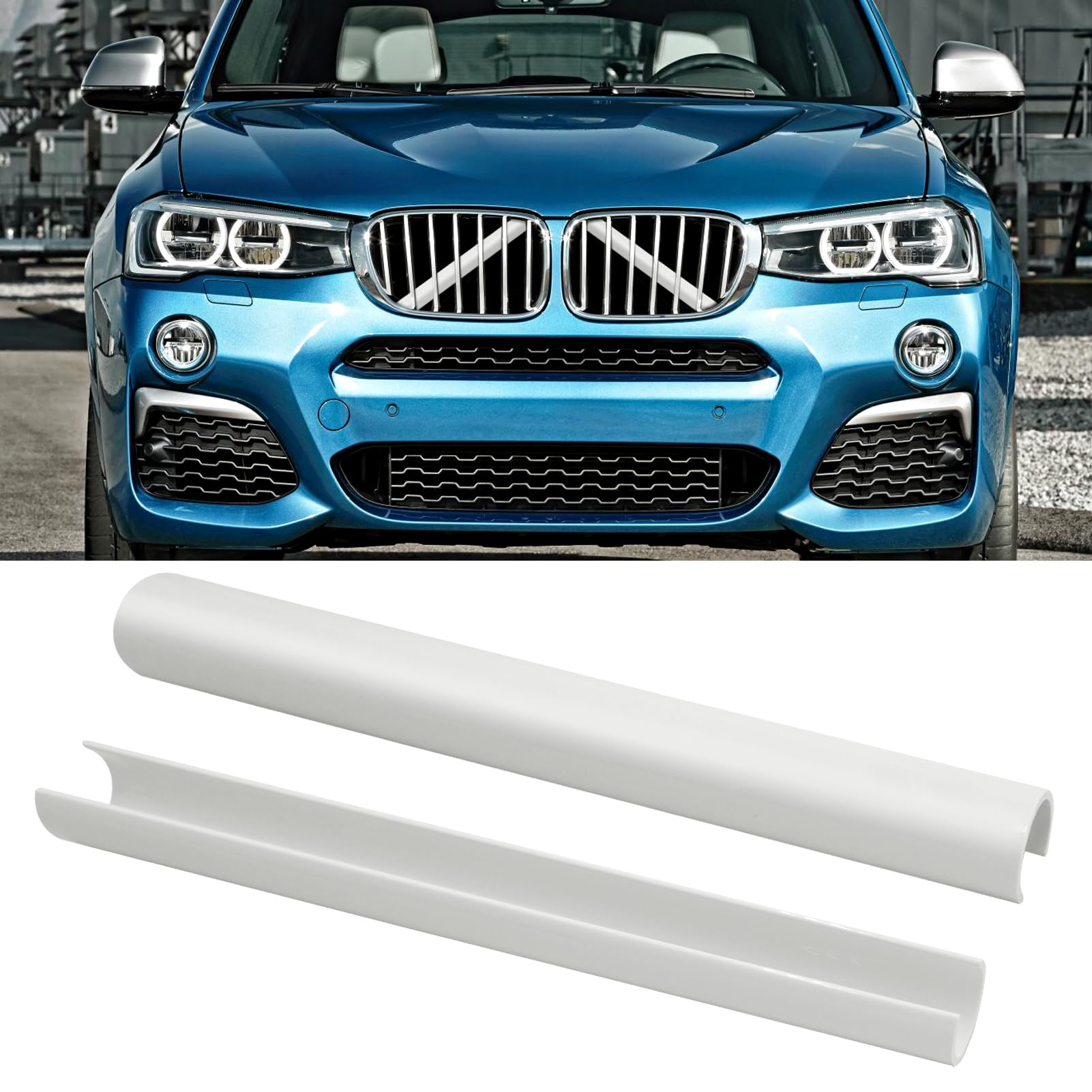 Jaronx for BMW V Brace Cover, Front Grill Inserts V Bar Brace Trim Covers | Compatible with BMW for 1'F20 F21/2'F22 F23/3'F30 F31 F34/4'F32 F33 F36/5' G30 G31/6'G32/7'G11 G12/8'G14 (White)