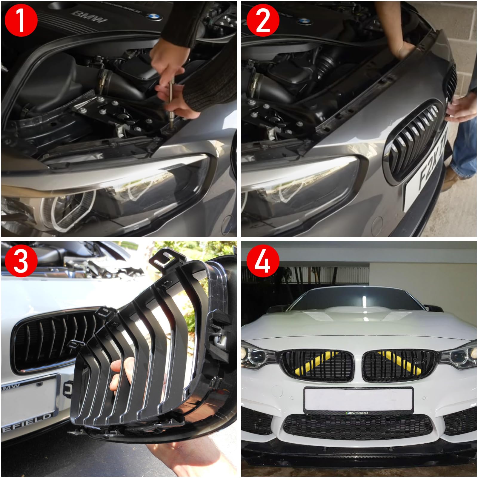 Jaronx for BMW V Brace Cover, Front Grill Inserts V Bar Brace Trim Covers | Compatible with BMW for 1'F20 F21/2'F22 F23/3'F30 F31 F34/4'F32 F33 F36/5' G30 G31/6'G32/7'G11 G12/8'G14 (White)