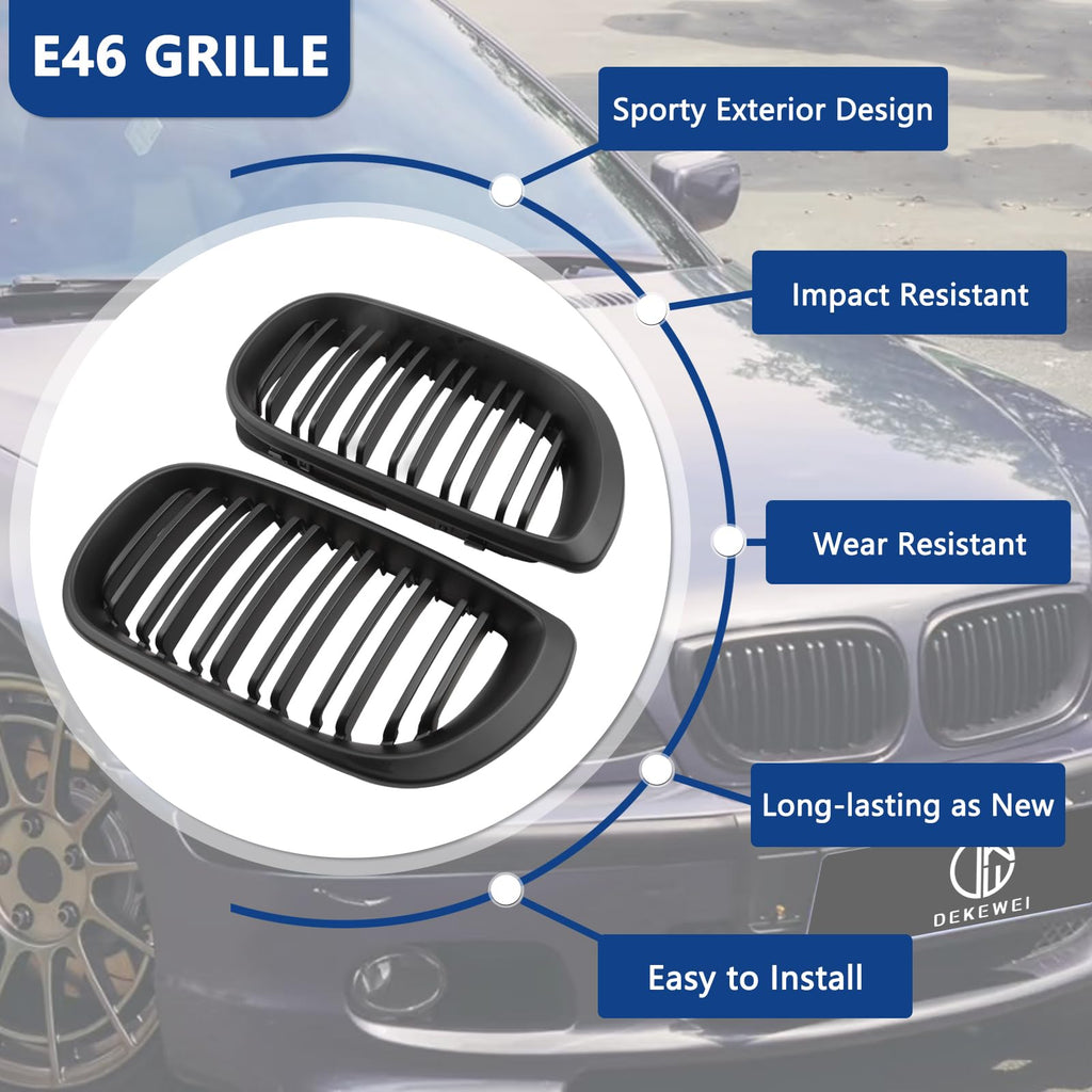 F30 Grill, Double Slats Gloss Black Kidney Grille,ABS Plastic,2pcs