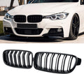 F30 Grill, Double Slats Gloss Black Kidney Grille,ABS Plastic,2pcs