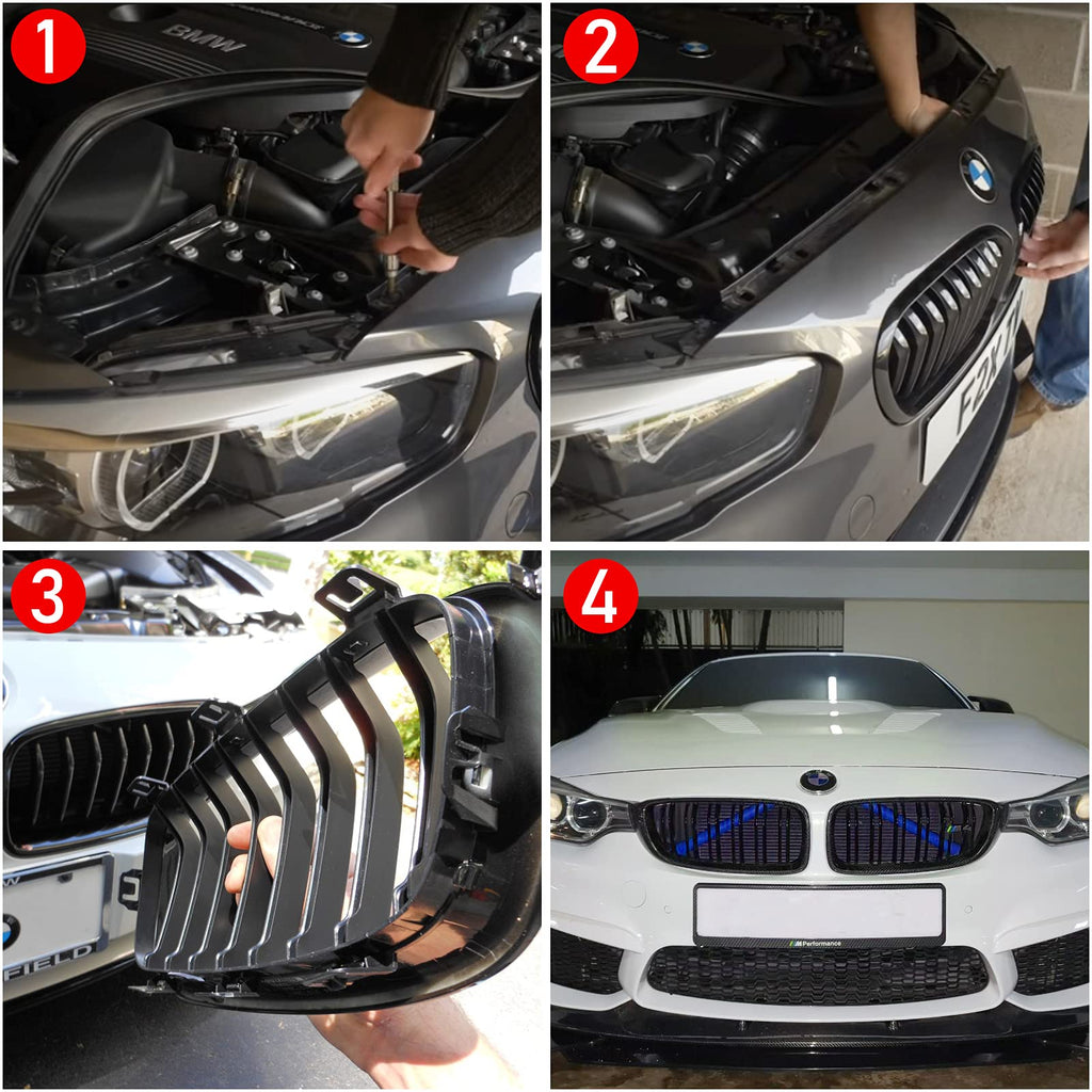 Jaronx for BMW V Brace Cover, Front Grill Inserts V Bar Brace Trim Covers | Compatible with BMW for 1'F20 F21/2'F22 F23/3'F30 F31 F34/4'F32 F33 F36/5' G30 G31/6'G32/7'G11 G12/8'G14 (White)