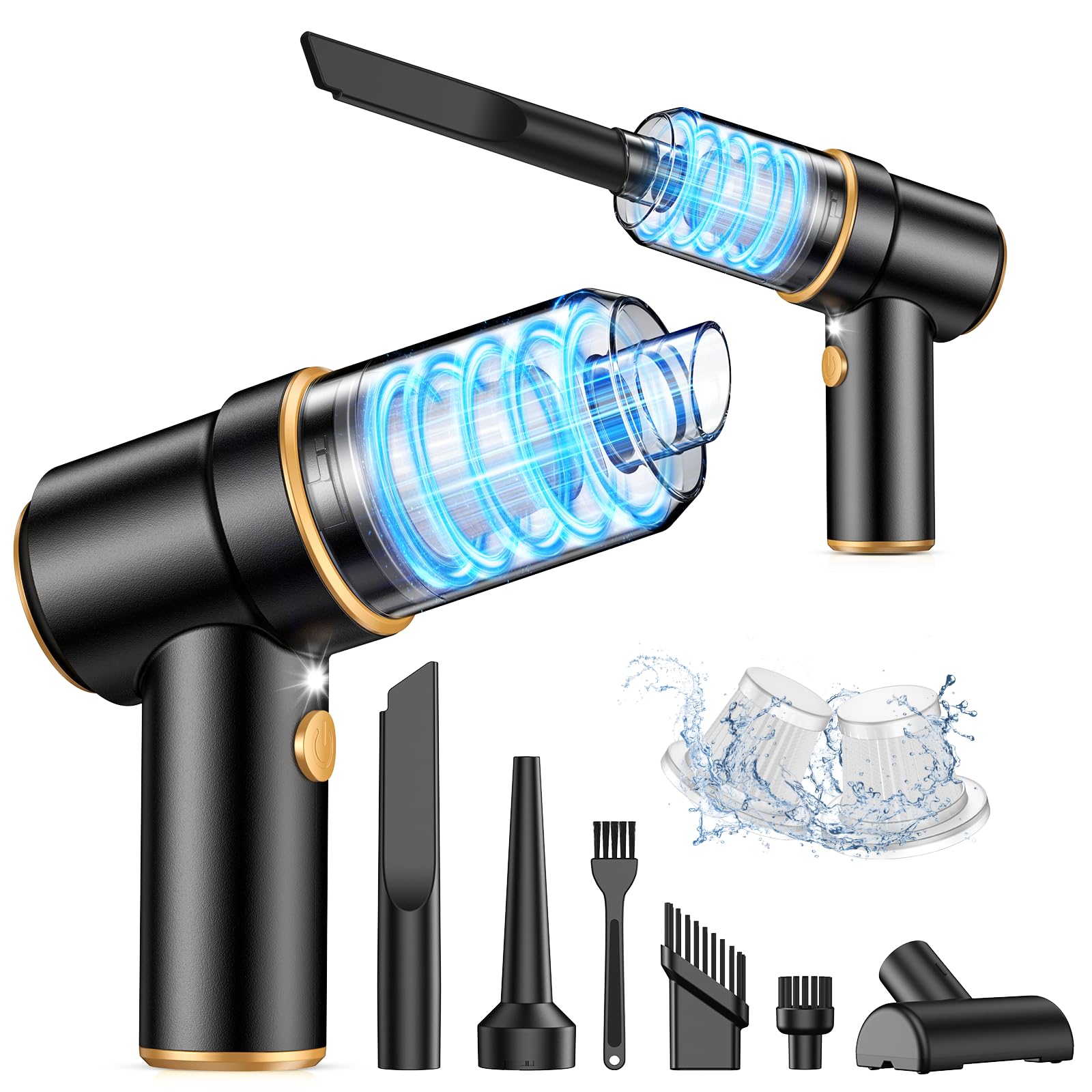 KMM Handheld Car Vacuum Cleaner, 9000Pa Vacuum Cleaner and Air Duster, 120W High Power Hand Held Vacuum with LED Light and Multi-Nozzles for Car, Home, Office, Pet