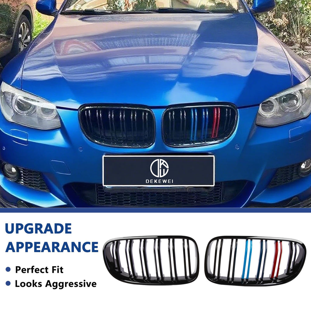 F30 Grill, Double Slats Gloss Black Kidney Grille,ABS Plastic,2pcs