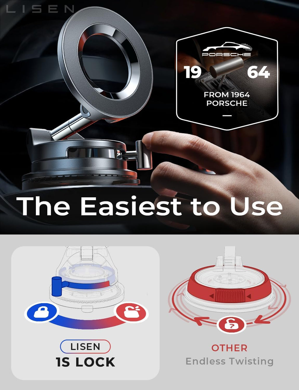 LISEN for Magsafe Car Mount, Magnetic Phone Holder for Car