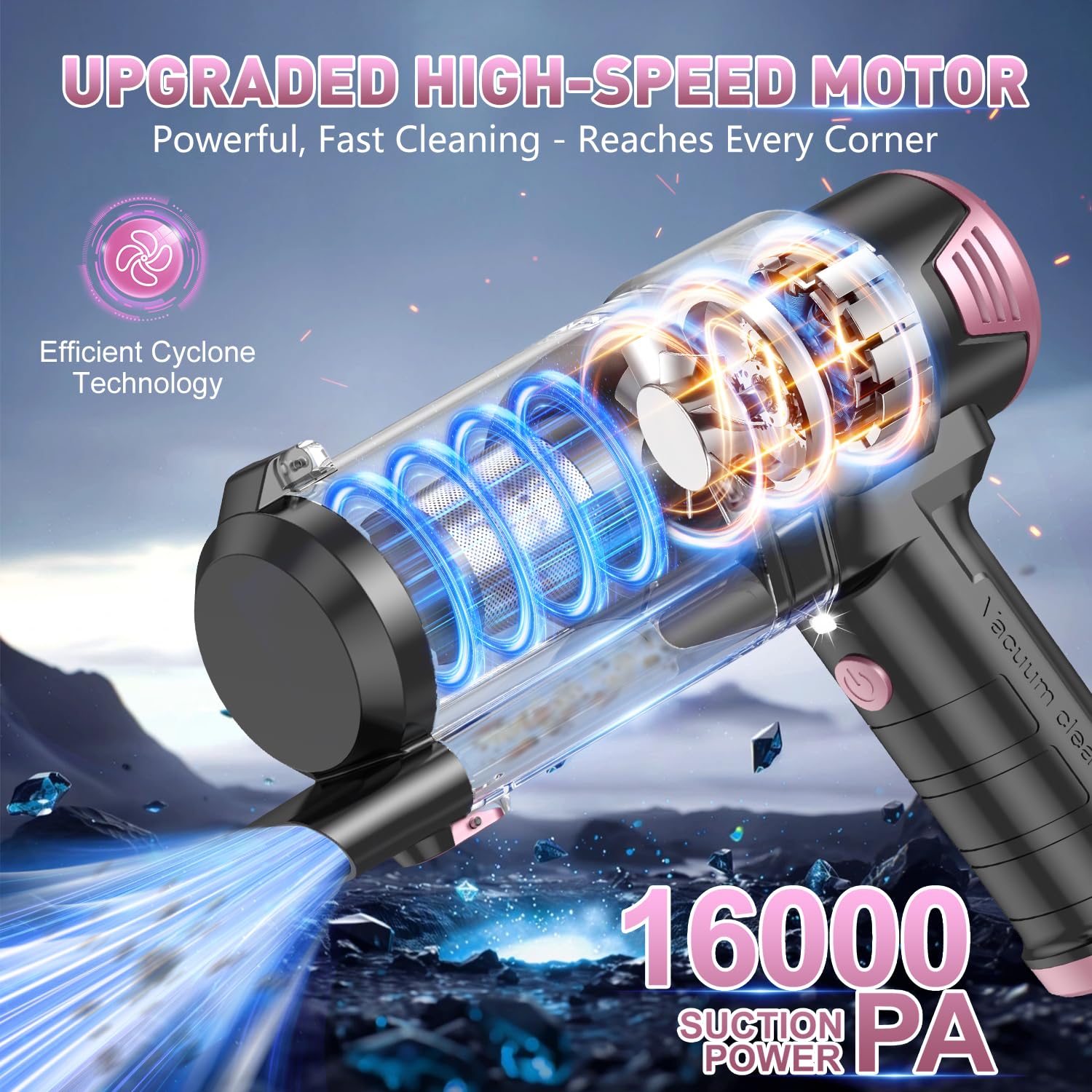 KMM Handheld Car Vacuum Cleaner, 9000Pa Vacuum Cleaner and Air Duster, 120W High Power Hand Held Vacuum with LED Light and Multi-Nozzles for Car, Home, Office, Pet