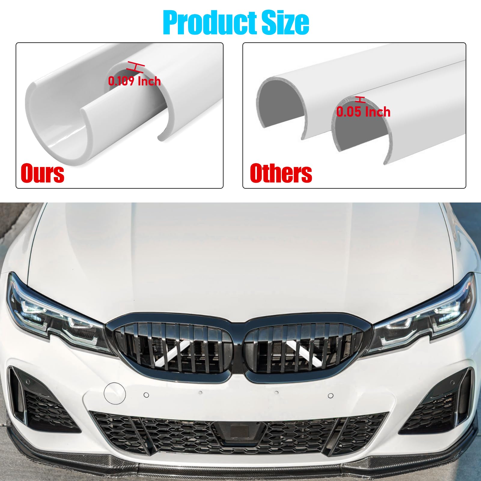 Jaronx for BMW V Brace Cover, Front Grill Inserts V Bar Brace Trim Covers | Compatible with BMW for 1'F20 F21/2'F22 F23/3'F30 F31 F34/4'F32 F33 F36/5' G30 G31/6'G32/7'G11 G12/8'G14 (White)
