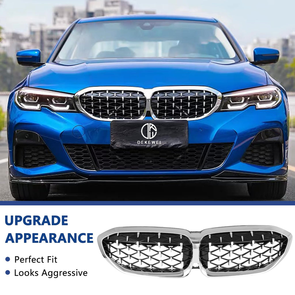 F30 Grill, Double Slats Gloss Black Kidney Grille,ABS Plastic,2pcs