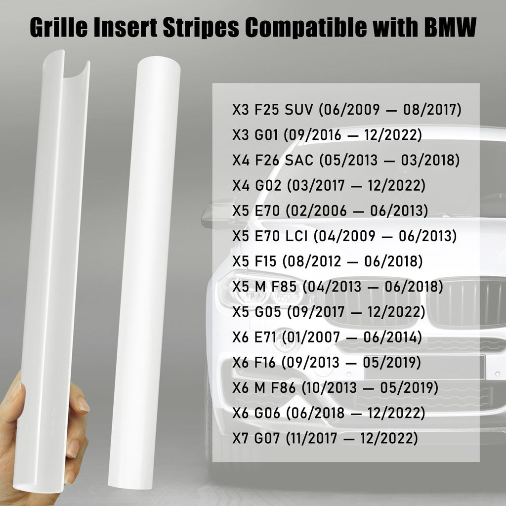 Jaronx for BMW V Brace Cover, Front Grill Inserts V Bar Brace Trim Covers | Compatible with BMW for 1'F20 F21/2'F22 F23/3'F30 F31 F34/4'F32 F33 F36/5' G30 G31/6'G32/7'G11 G12/8'G14 (White)
