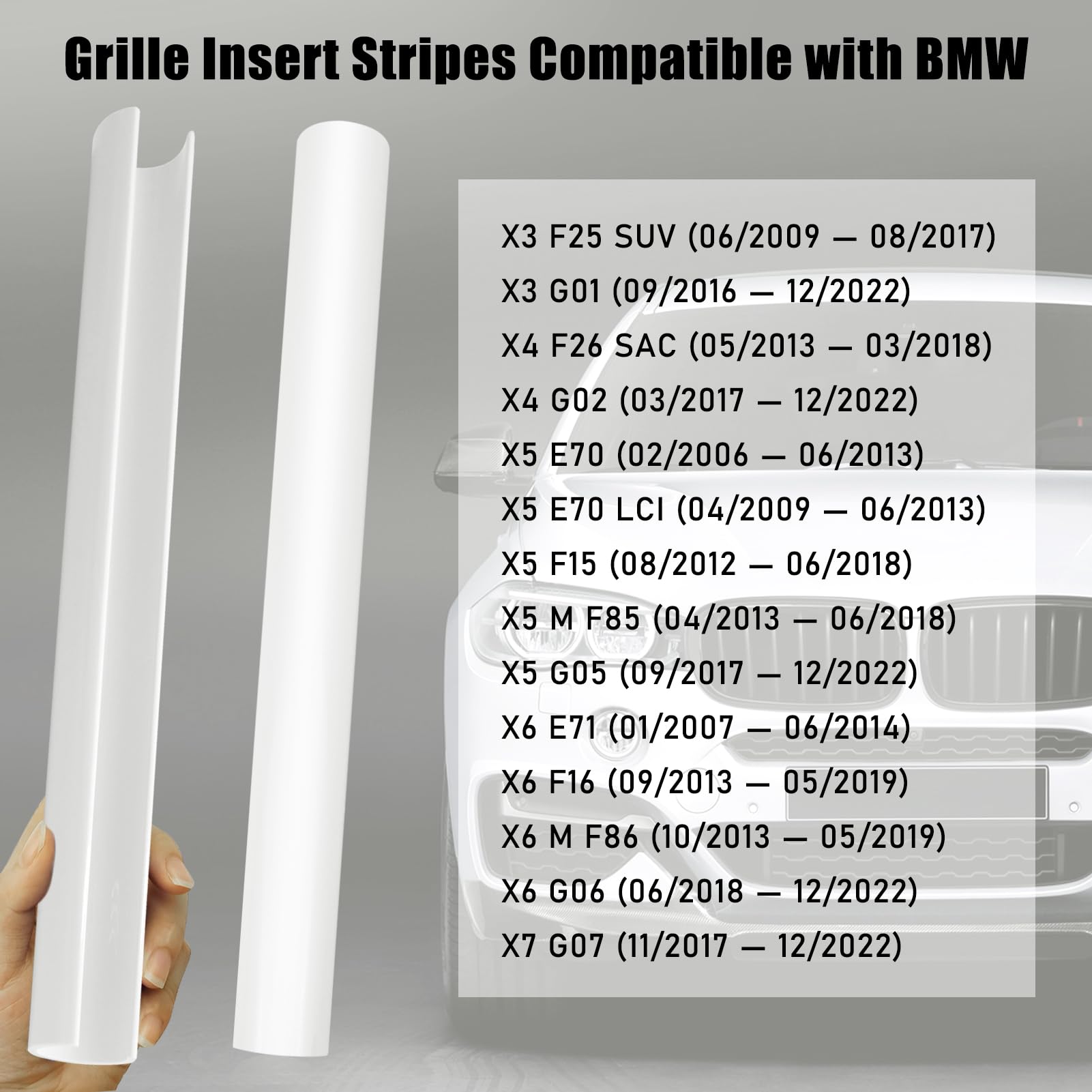 Jaronx for BMW V Brace Cover, Front Grill Inserts V Bar Brace Trim Covers | Compatible with BMW for 1'F20 F21/2'F22 F23/3'F30 F31 F34/4'F32 F33 F36/5' G30 G31/6'G32/7'G11 G12/8'G14 (White)