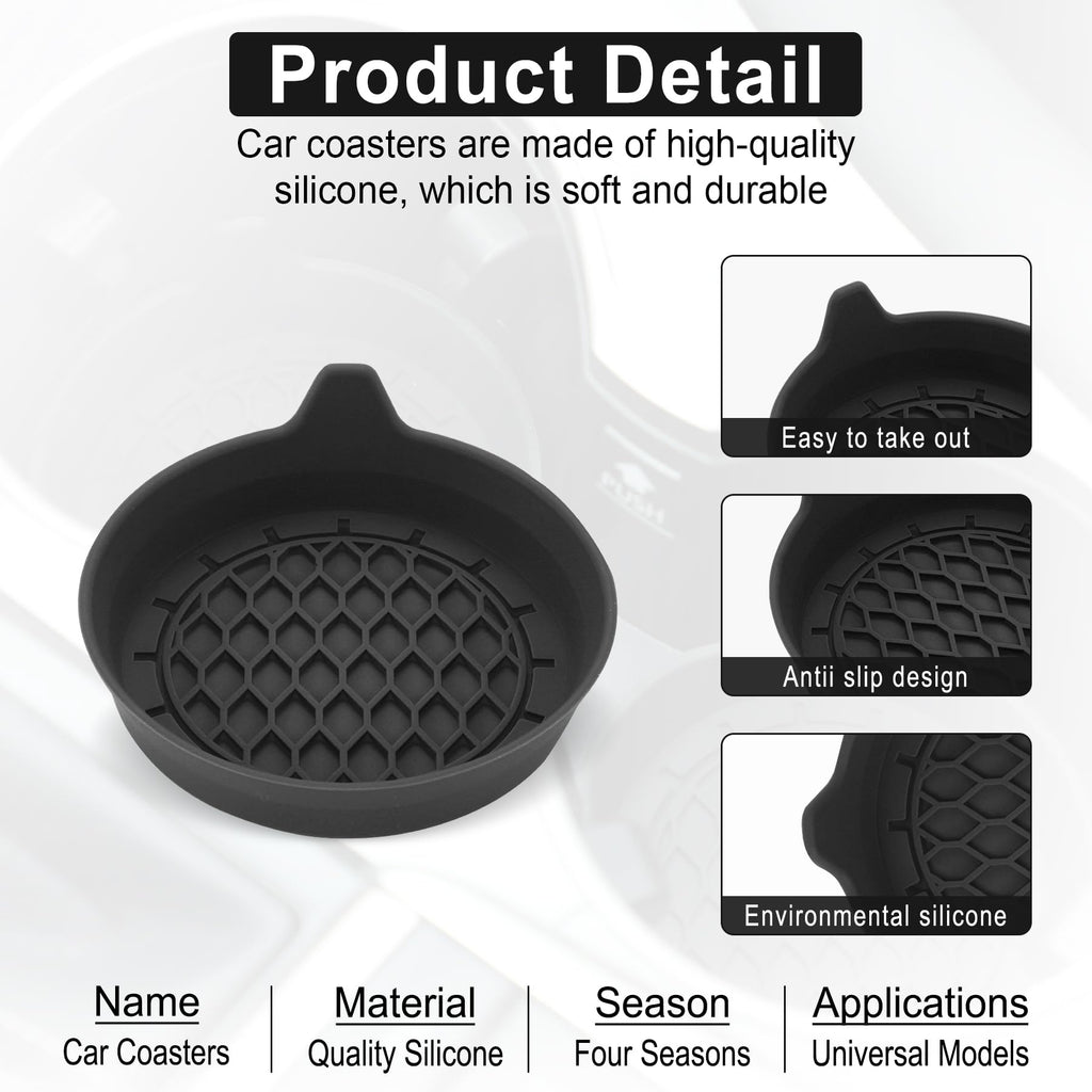 SINGARO Car Cup Holder Coaster, Silicone Cup Holder Insert, Universal Non-Slip Cup Holders, Car Accessories Interior for Women and Man Interior Sets 4 Pack Black
