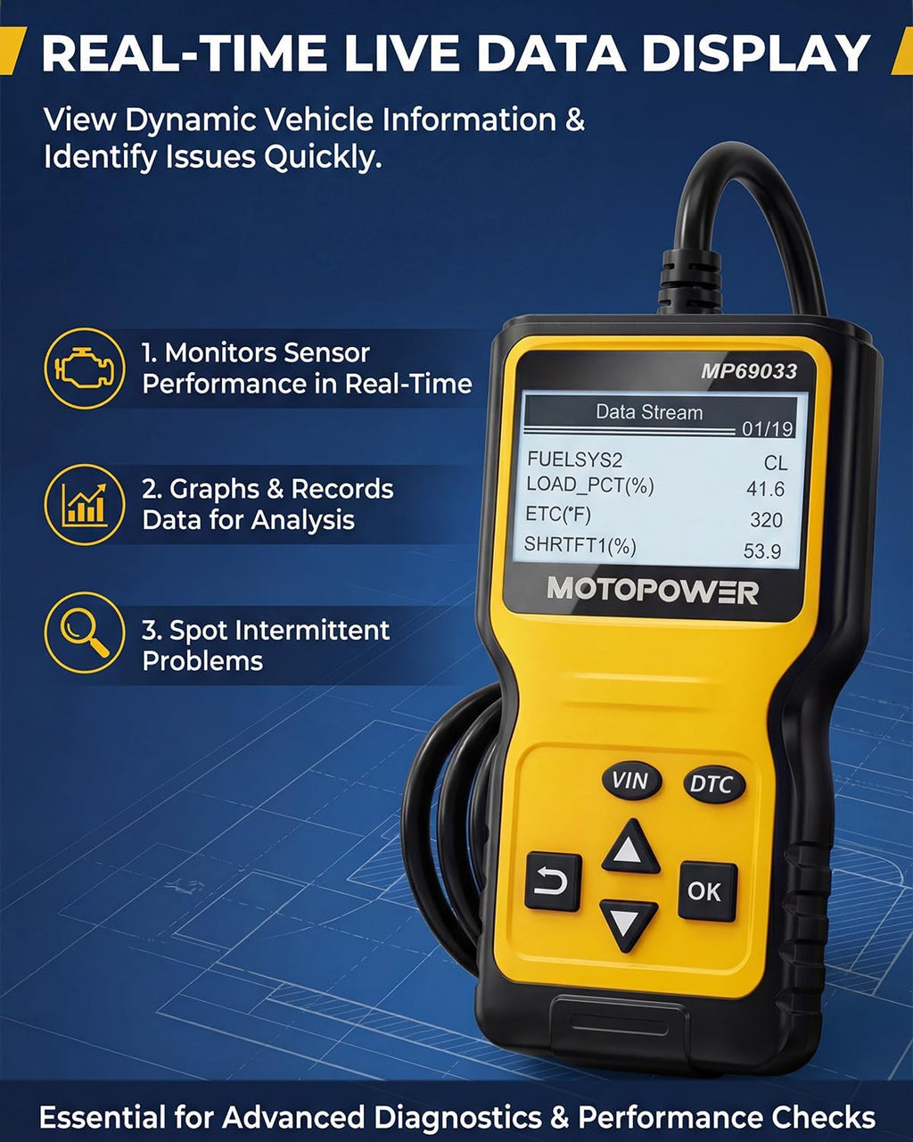MOTOPOWER MP69033 Car OBD2 Scanner Code Reader Engine Fault Scanner