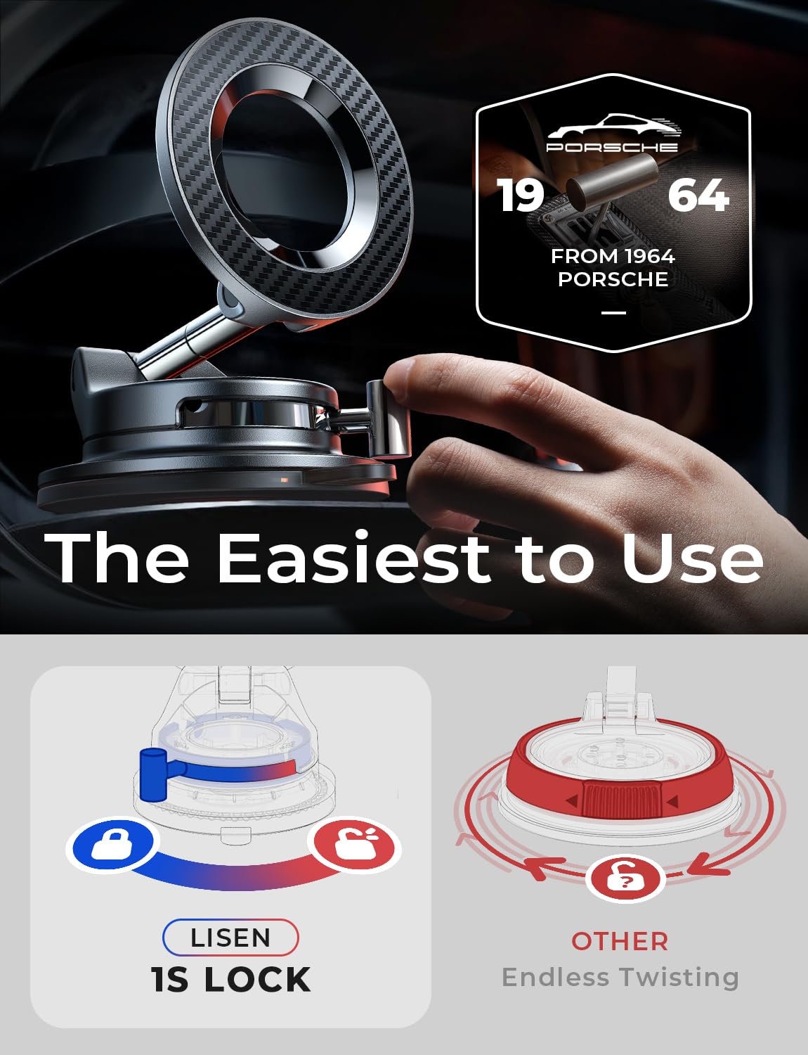 LISEN for Magsafe Car Mount, Magnetic Phone Holder for Car