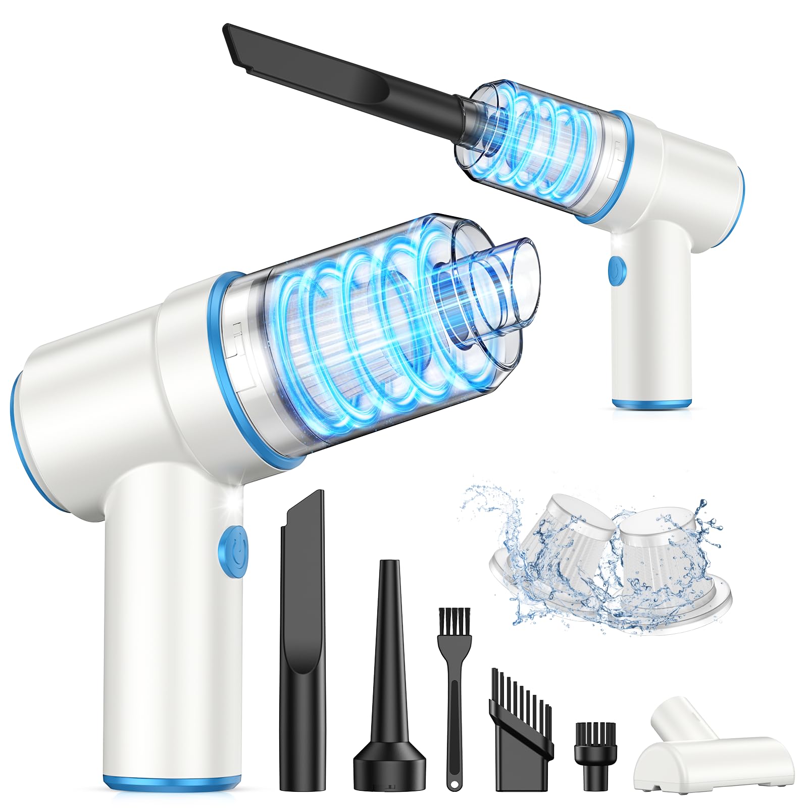 KMM Handheld Car Vacuum Cleaner, 9000Pa Vacuum Cleaner and Air Duster, 120W High Power Hand Held Vacuum with LED Light and Multi-Nozzles for Car, Home, Office, Pet