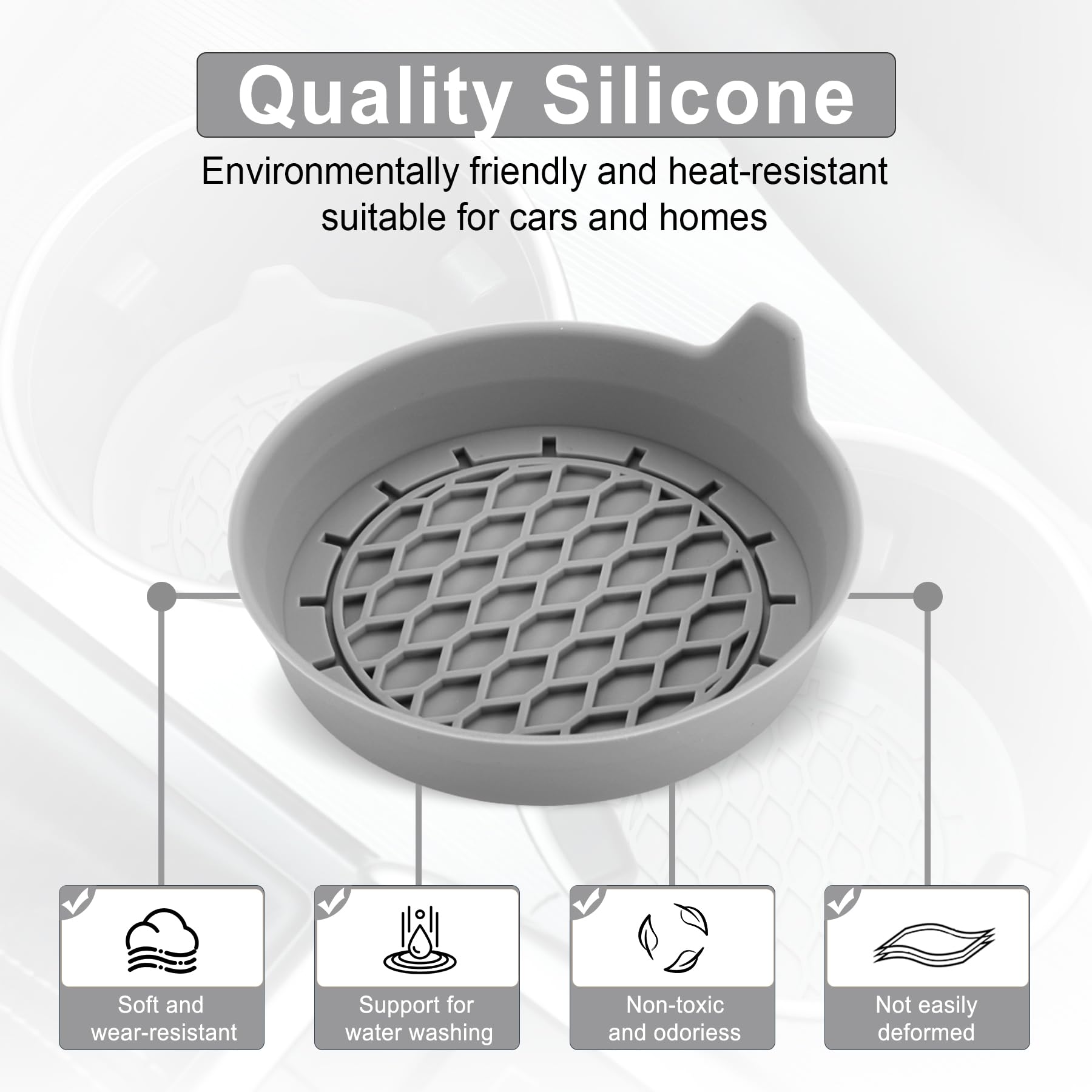 SINGARO Car Cup Holder Coaster, Silicone Cup Holder Insert, Universal Non-Slip Cup Holders, Car Accessories Interior for Women and Man Interior Sets 4 Pack Black