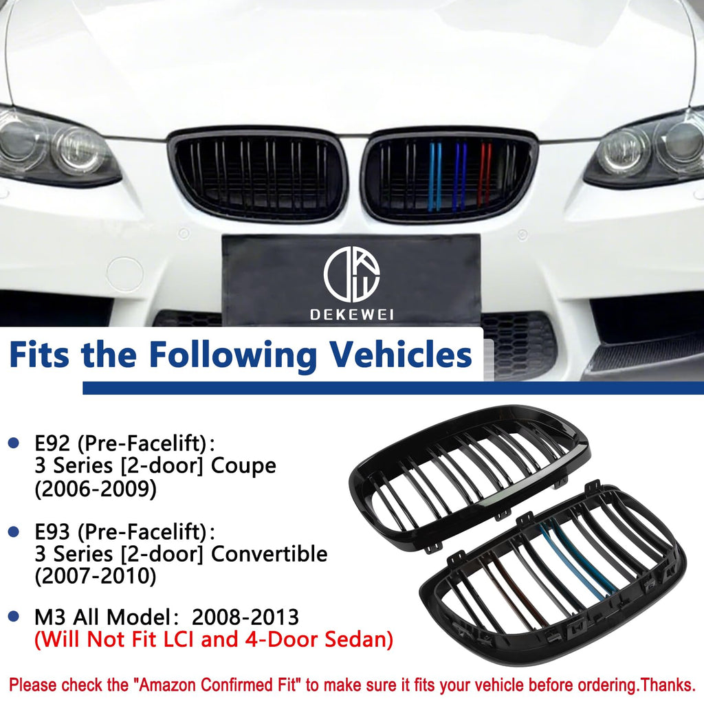 F30 Grill, Double Slats Gloss Black Kidney Grille,ABS Plastic,2pcs