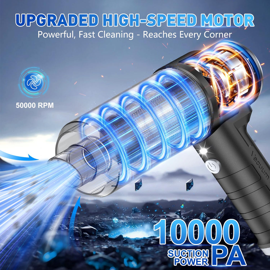 KMM Handheld Car Vacuum Cleaner, 9000Pa Vacuum Cleaner and Air Duster, 120W High Power Hand Held Vacuum with LED Light and Multi-Nozzles for Car, Home, Office, Pet