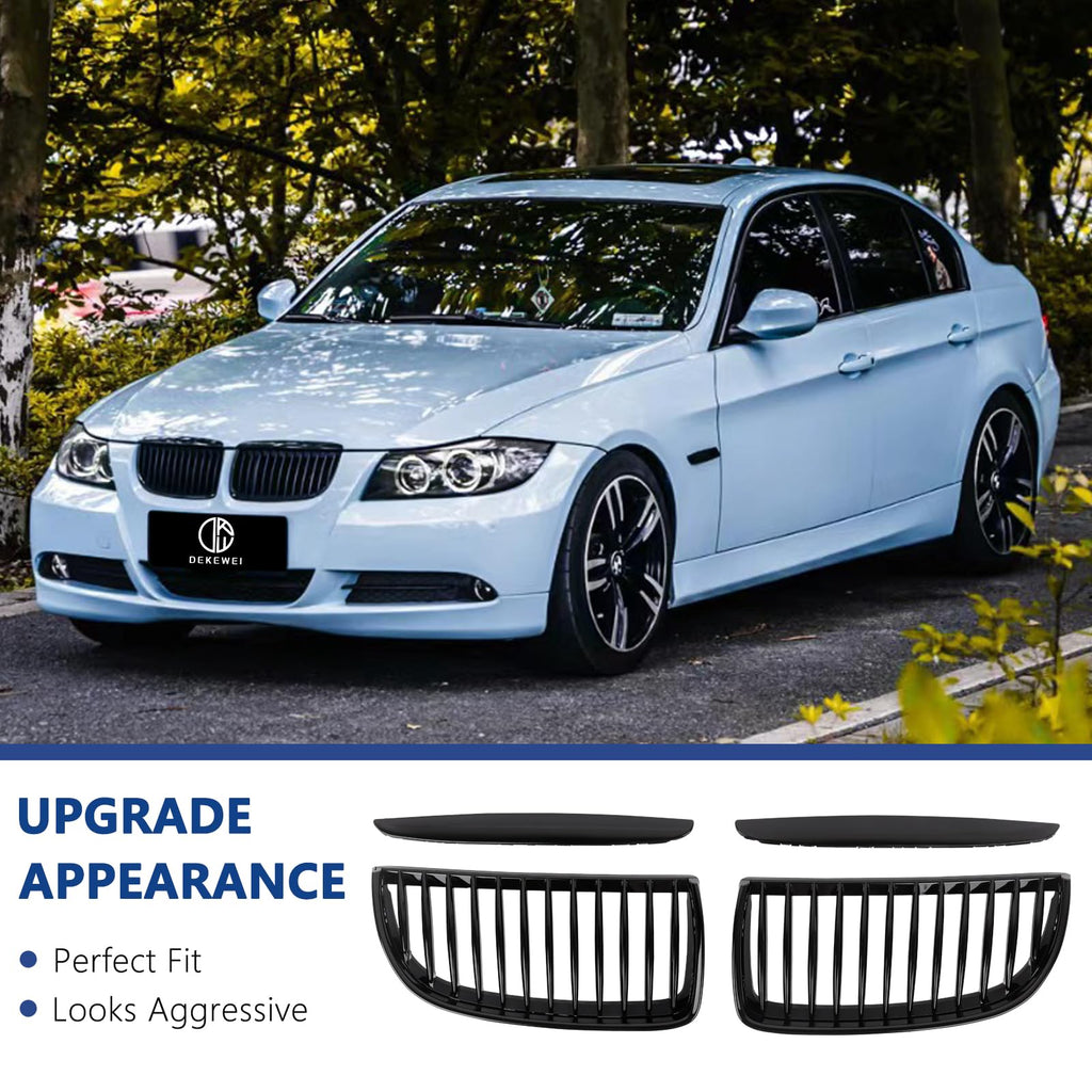 F30 Grill, Double Slats Gloss Black Kidney Grille,ABS Plastic,2pcs