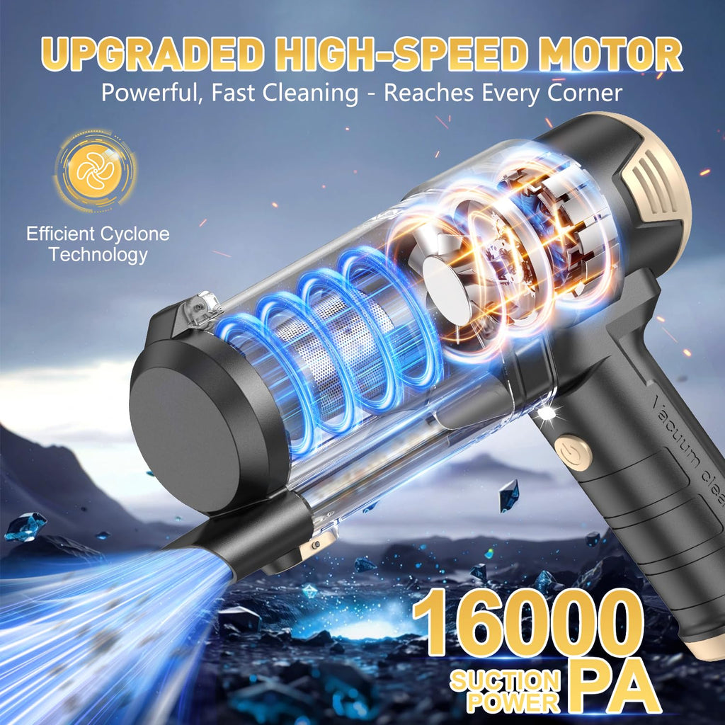KMM Handheld Car Vacuum Cleaner, 9000Pa Vacuum Cleaner and Air Duster, 120W High Power Hand Held Vacuum with LED Light and Multi-Nozzles for Car, Home, Office, Pet