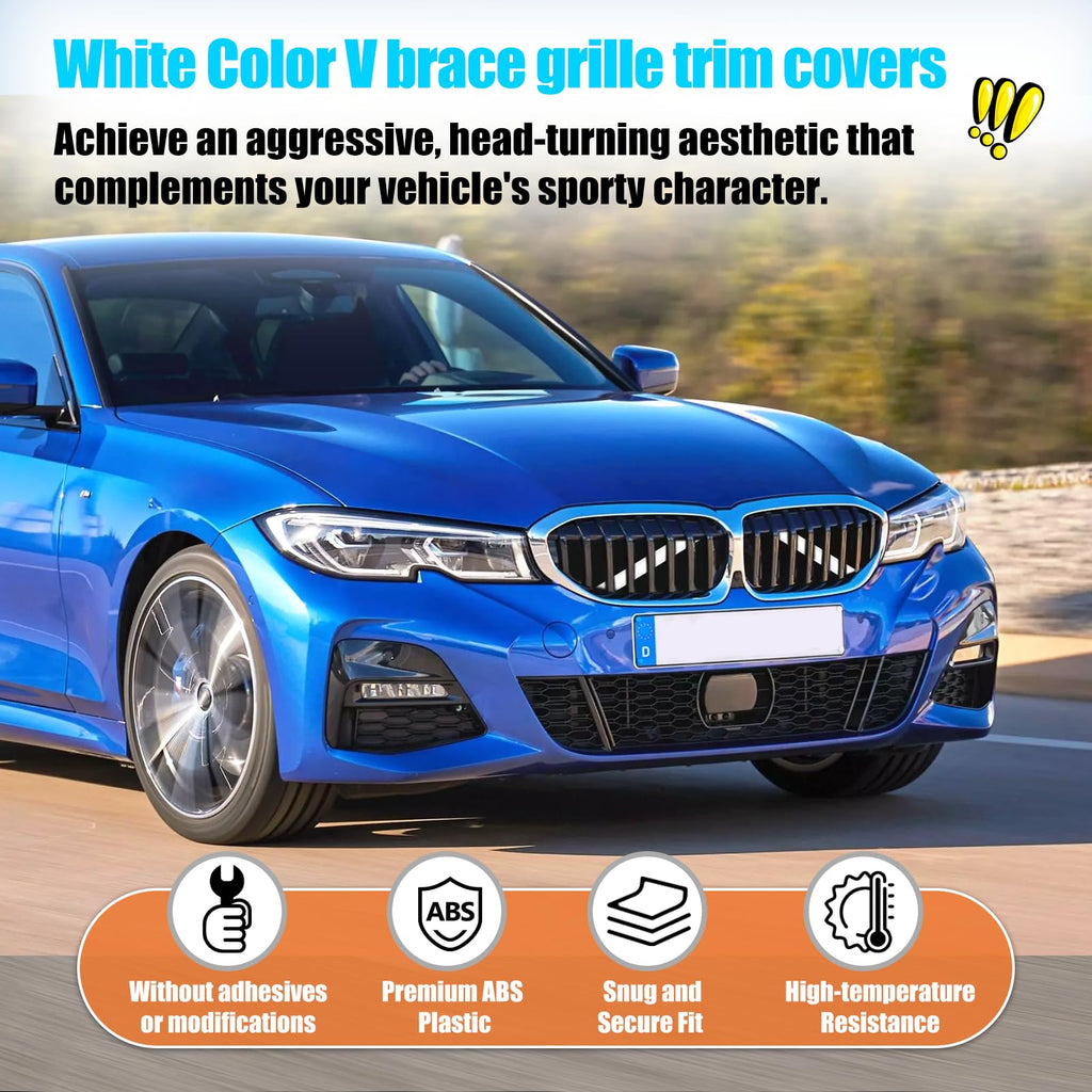 Jaronx for BMW V Brace Cover, Front Grill Inserts V Bar Brace Trim Covers | Compatible with BMW for 1'F20 F21/2'F22 F23/3'F30 F31 F34/4'F32 F33 F36/5' G30 G31/6'G32/7'G11 G12/8'G14 (White)