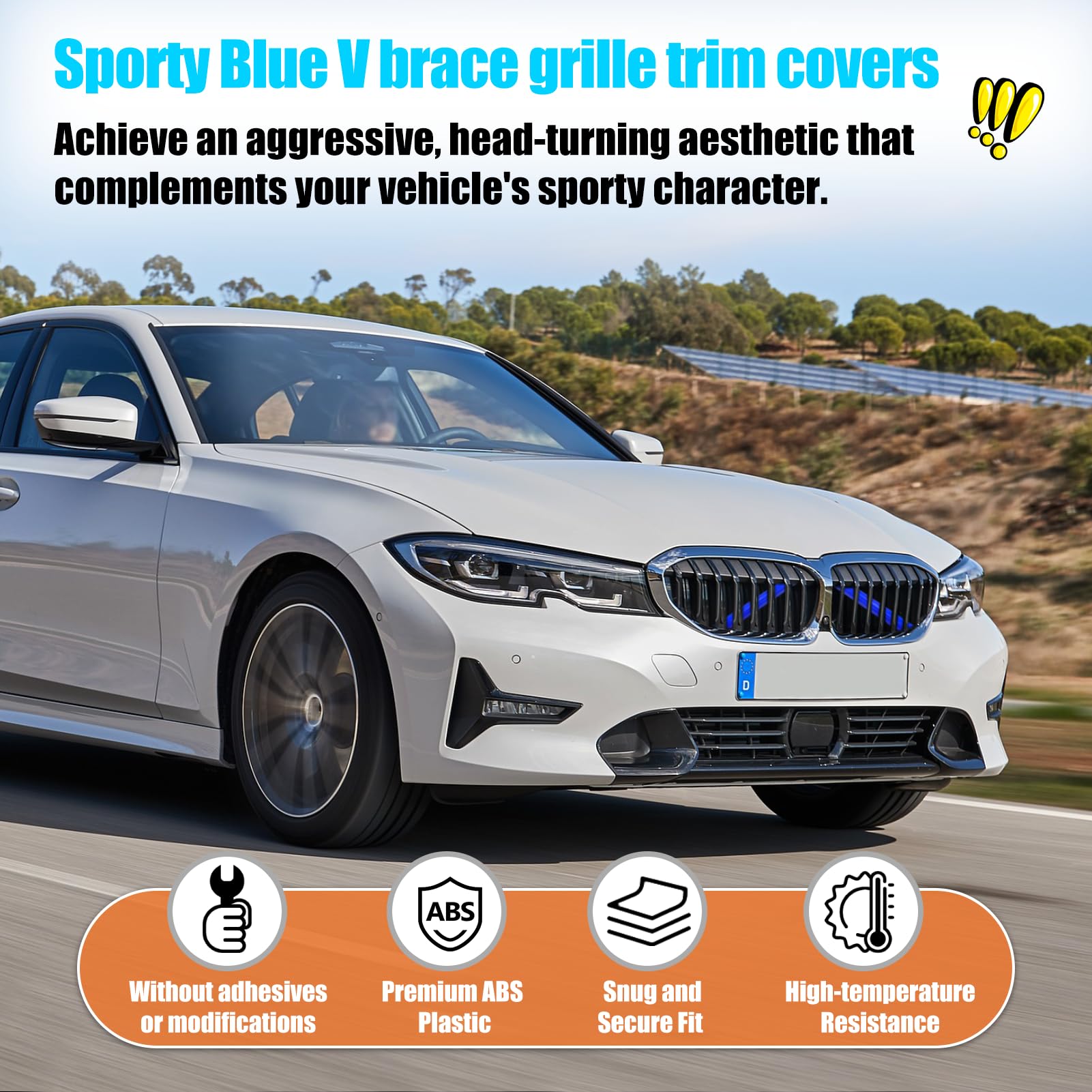 Jaronx for BMW V Brace Cover, Front Grill Inserts V Bar Brace Trim Covers | Compatible with BMW for 1'F20 F21/2'F22 F23/3'F30 F31 F34/4'F32 F33 F36/5' G30 G31/6'G32/7'G11 G12/8'G14 (White)