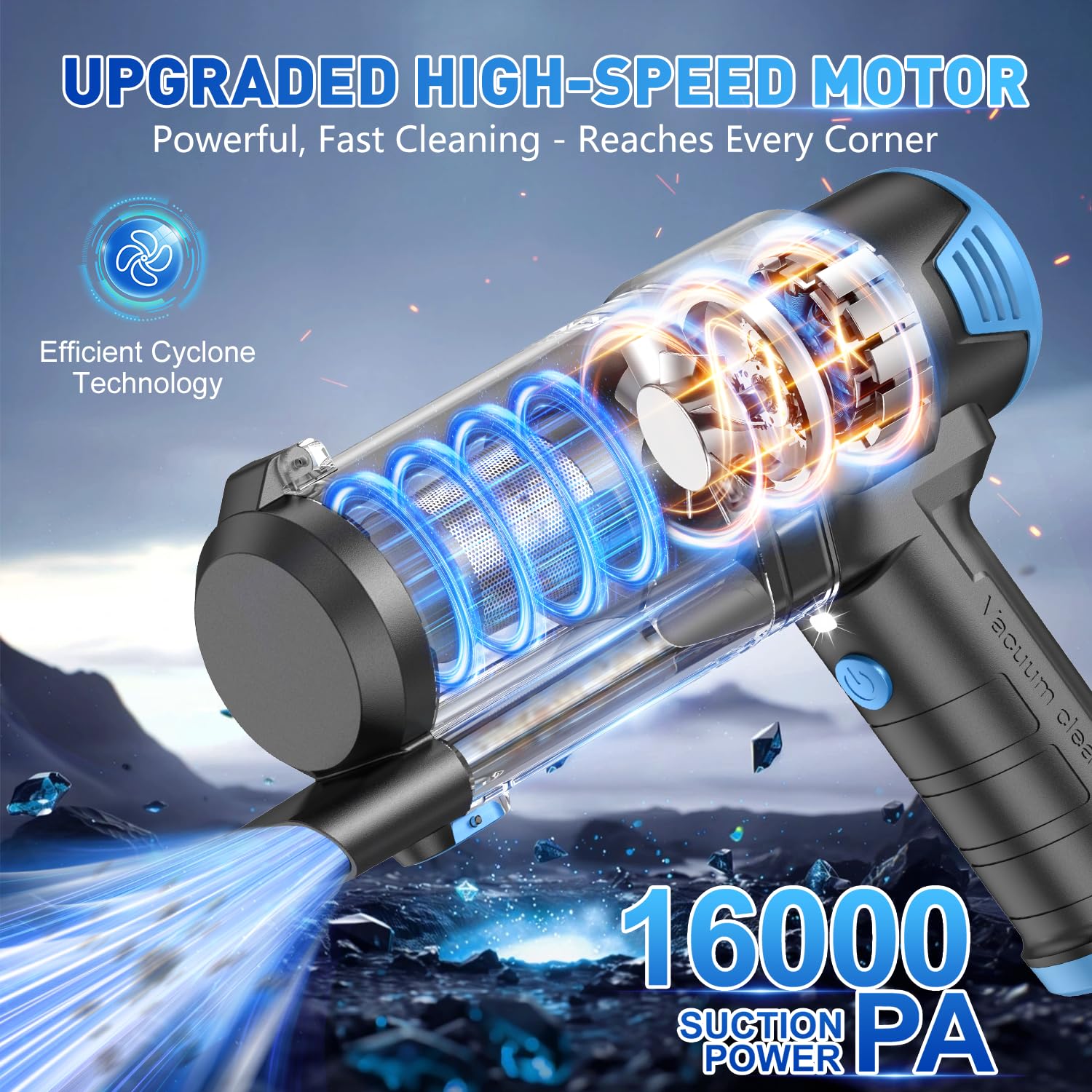 KMM Handheld Car Vacuum Cleaner, 9000Pa Vacuum Cleaner and Air Duster, 120W High Power Hand Held Vacuum with LED Light and Multi-Nozzles for Car, Home, Office, Pet