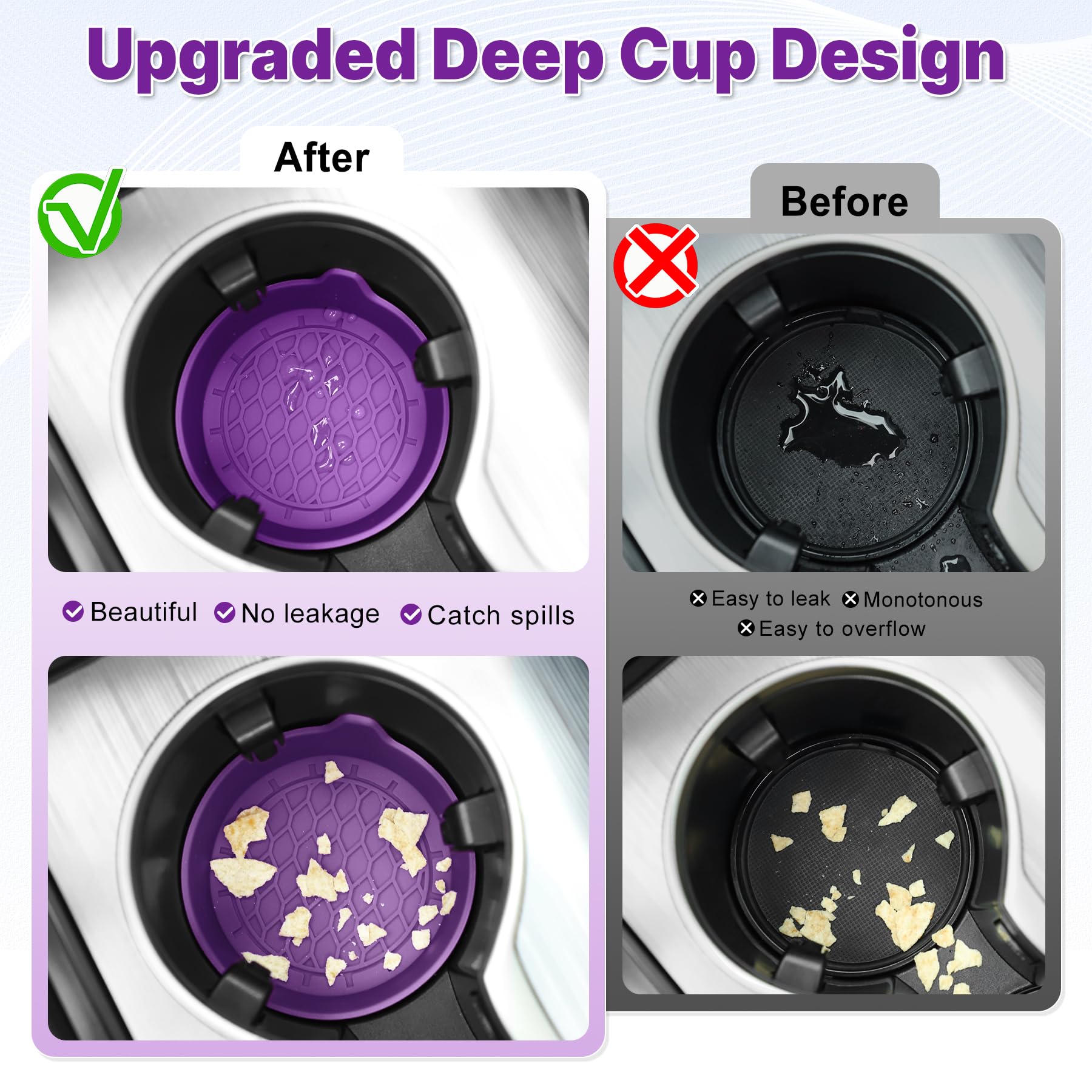 SINGARO Car Cup Holder Coaster, Silicone Cup Holder Insert, Universal Non-Slip Cup Holders, Car Accessories Interior for Women and Man Interior Sets 4 Pack Black